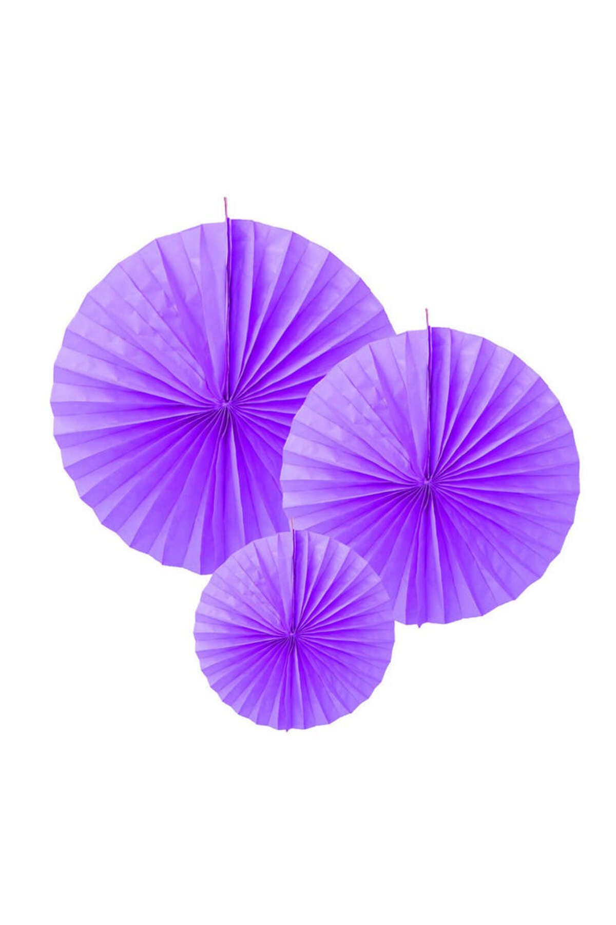 ZERO LAND - 3 adet Yelpaze Kağıt Süs Mor 25 cm 1493917712