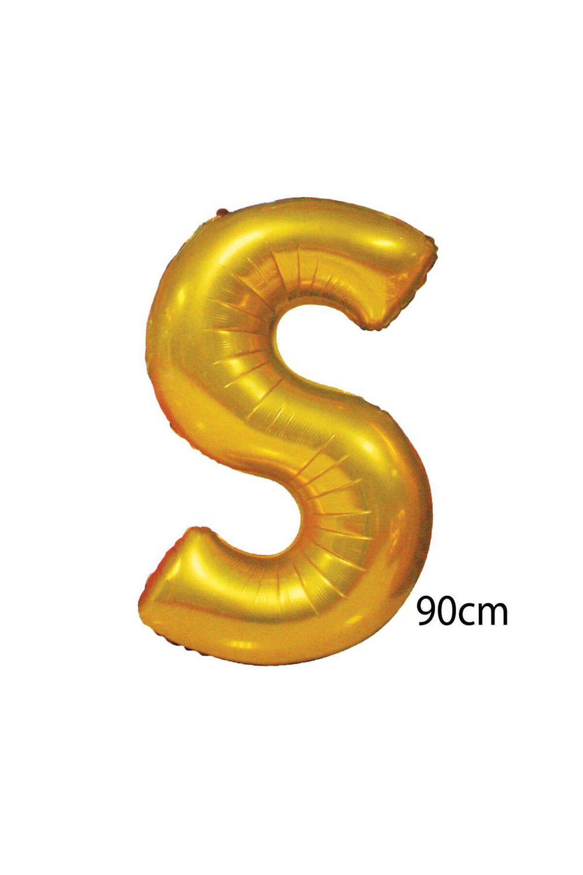 ZERO LAND - 40 inç S Harfi Folyo Balon Gold 100 cm YKTSN