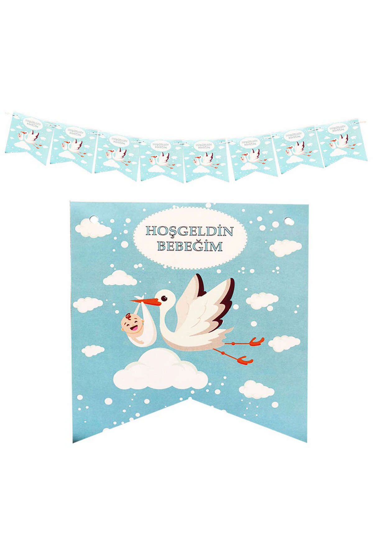ZERO LAND - Hoşgeldin Bebeğim Kağıt Bayrak Flama 15 cm Mavi 1492717712