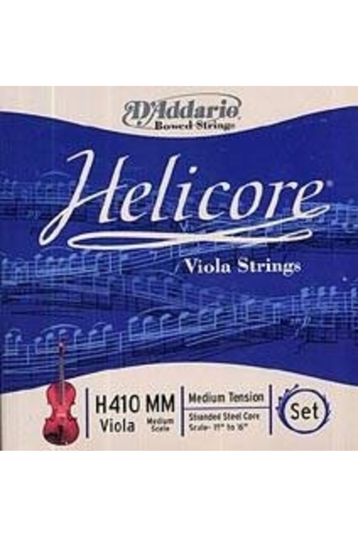 Daddario-H410Mm Viola String Set, Helıcore, Medium Scale, Medium Skin Viola String Set Helicore Med Med 1
