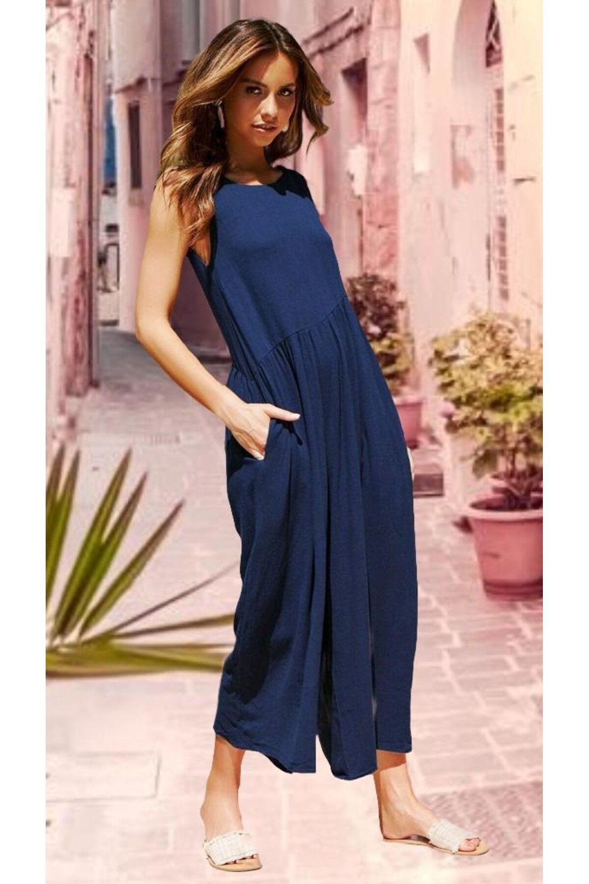 Mothermood yeniKeten Yazlık Günlük Sırt Dekolteli Salaş Kadın Tulum