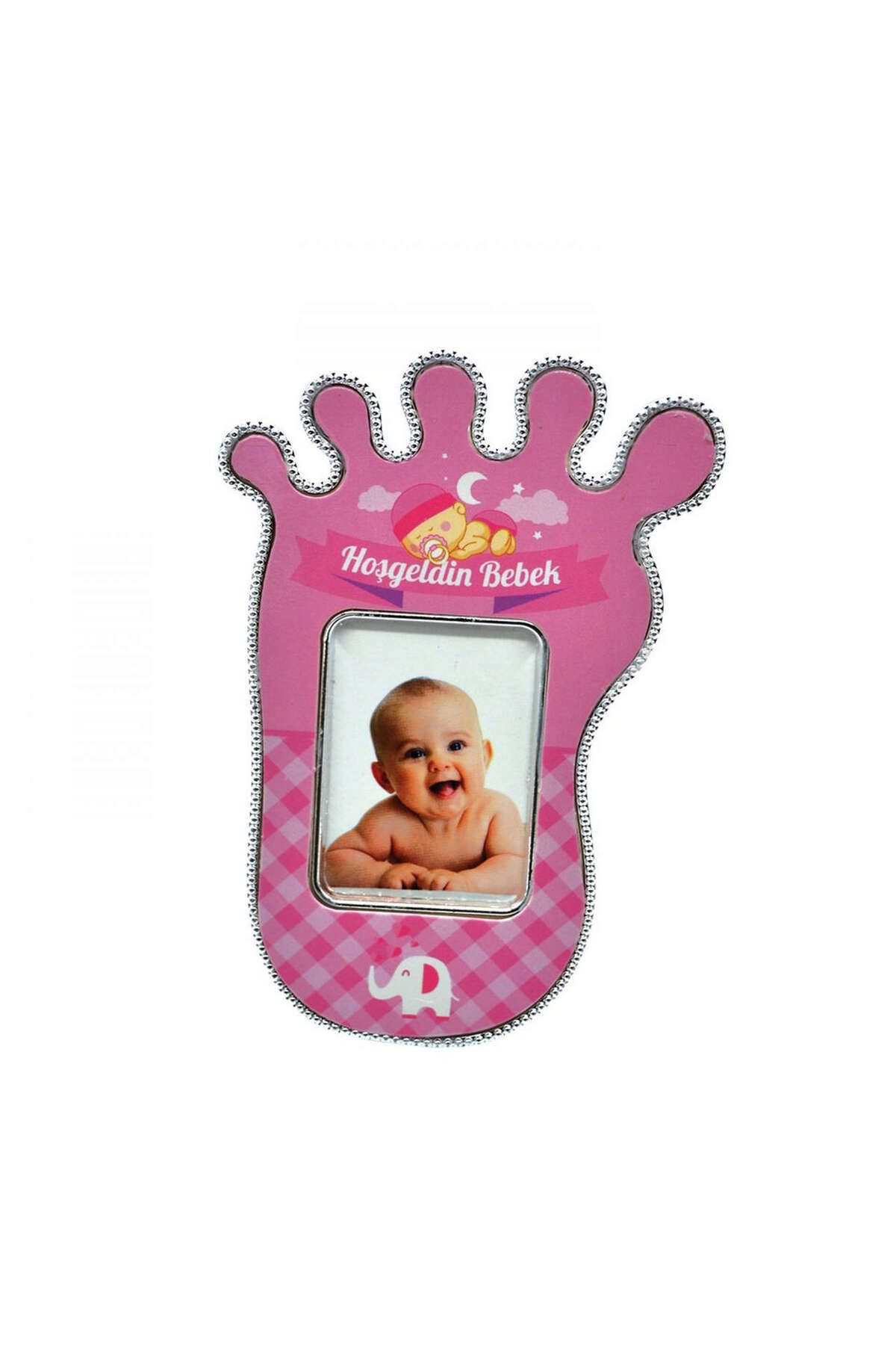 ZERO LAND - 25 adet Plastik Büyük Ayak Mini Fotoğraf Çerçevesi Pembe YKTSN