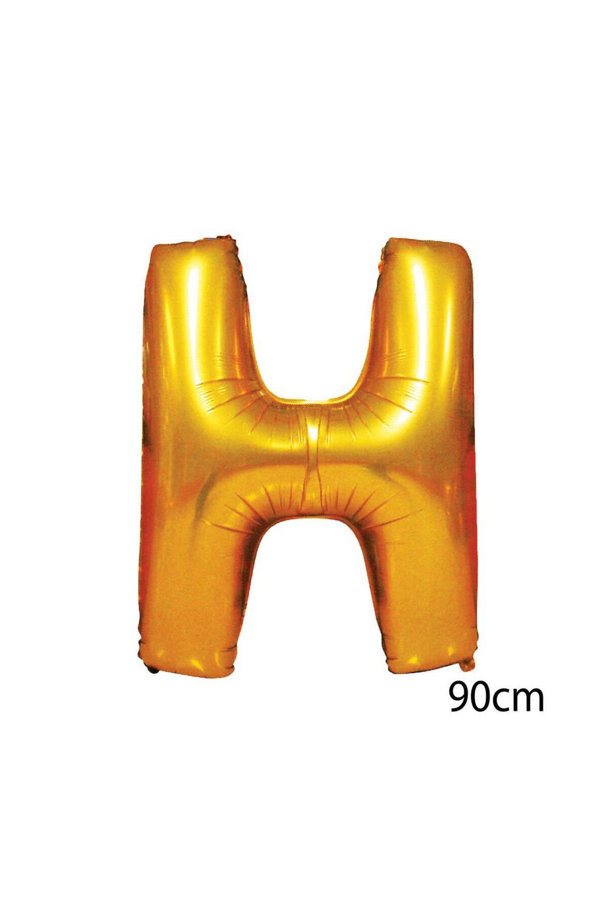 ZERO LAND - 40 inç H Harfi Folyo Balon Gold 100 cm YKTSN