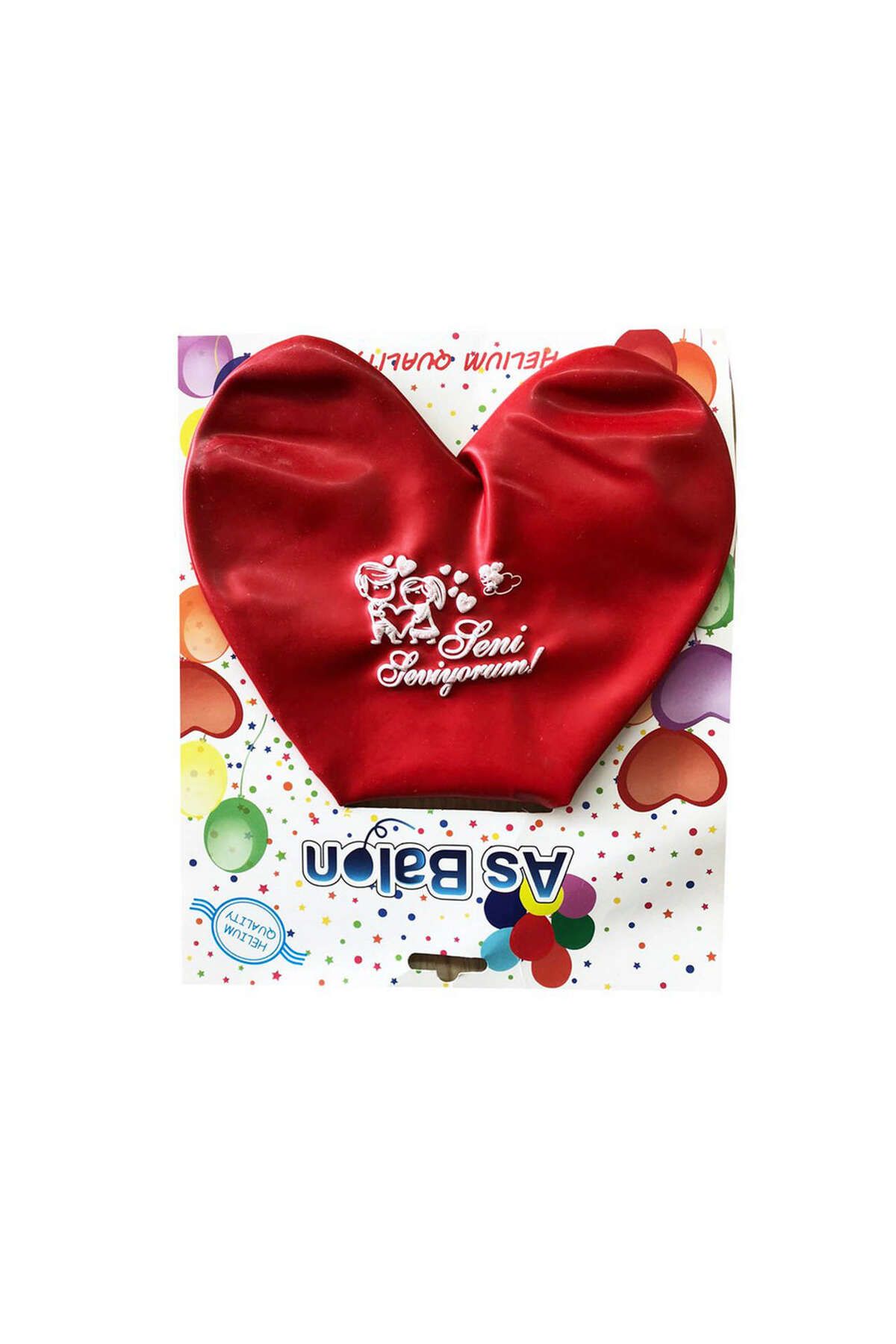 ZERO LAND - 20 inç Seni Seviyorum Yazılı kırmızı Kalp Jumbo Balon 51 cm YKTSN