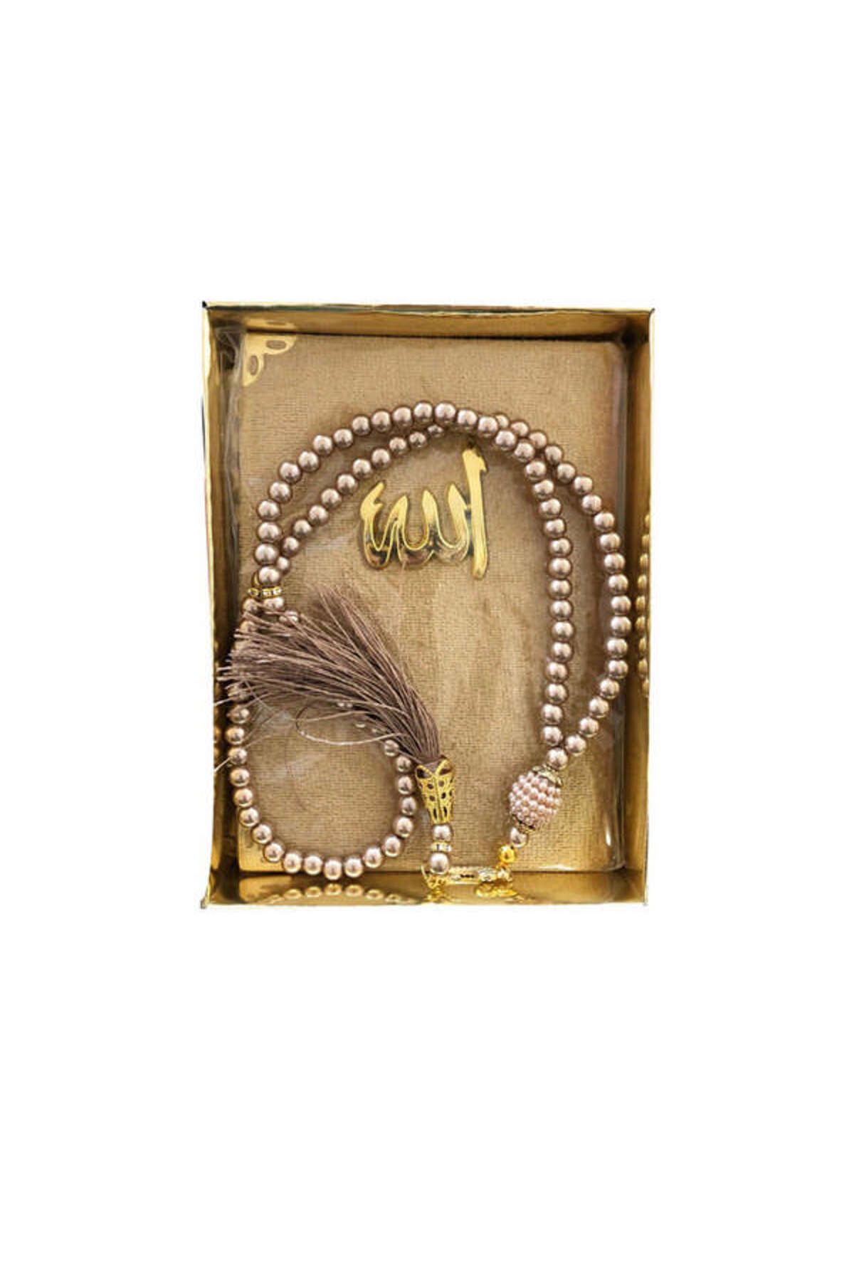 ZERO LAND - Kutulu Lüks Kadife Kaplı Yasin Ve Tesbih Seti 10x14 cm Gold DRSTR