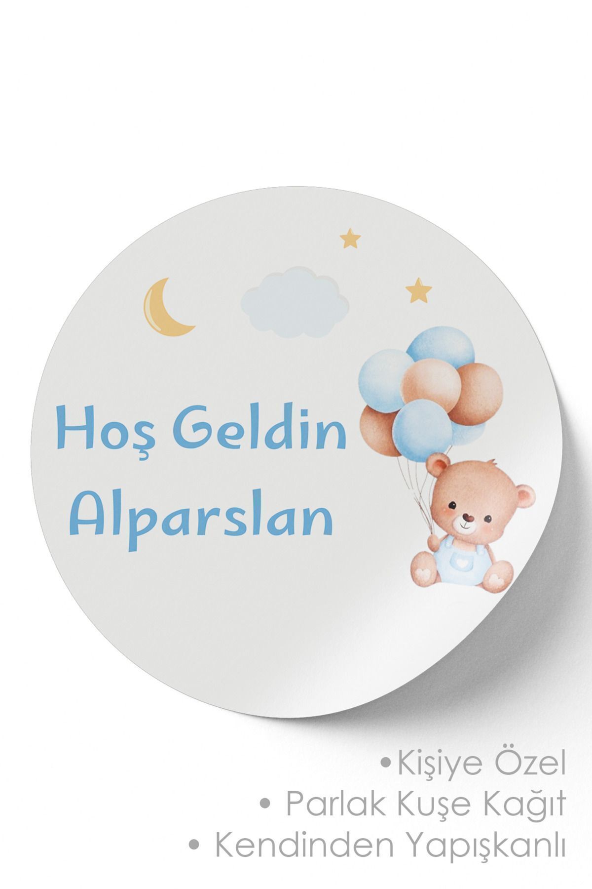 Kişiye Özel Hoş Geldin Bebek Doğum Günü Etiketi (STİCKER) - 3x3cm 60 Adet