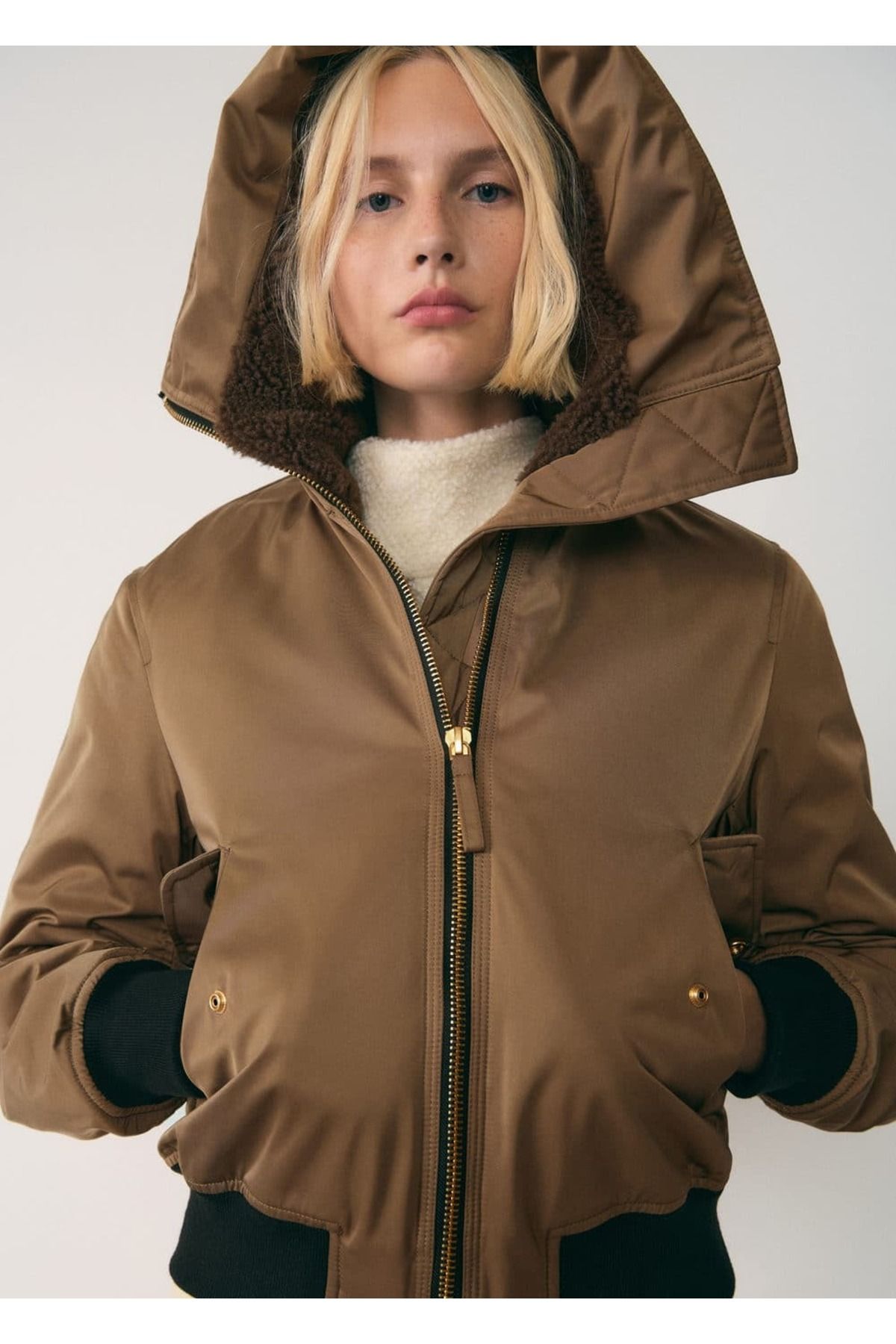 ژاکت بمب افکن MANGO Woman Shearling