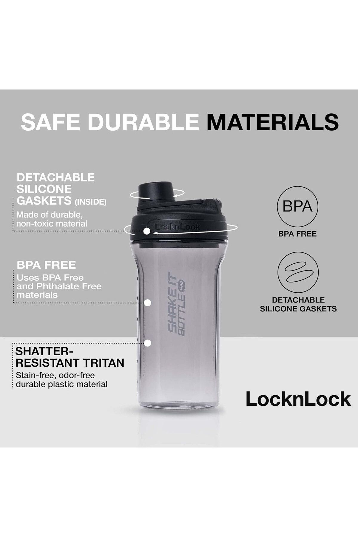 locknlock-Tritan Shake It Bottle Pro 850ml - Black 2