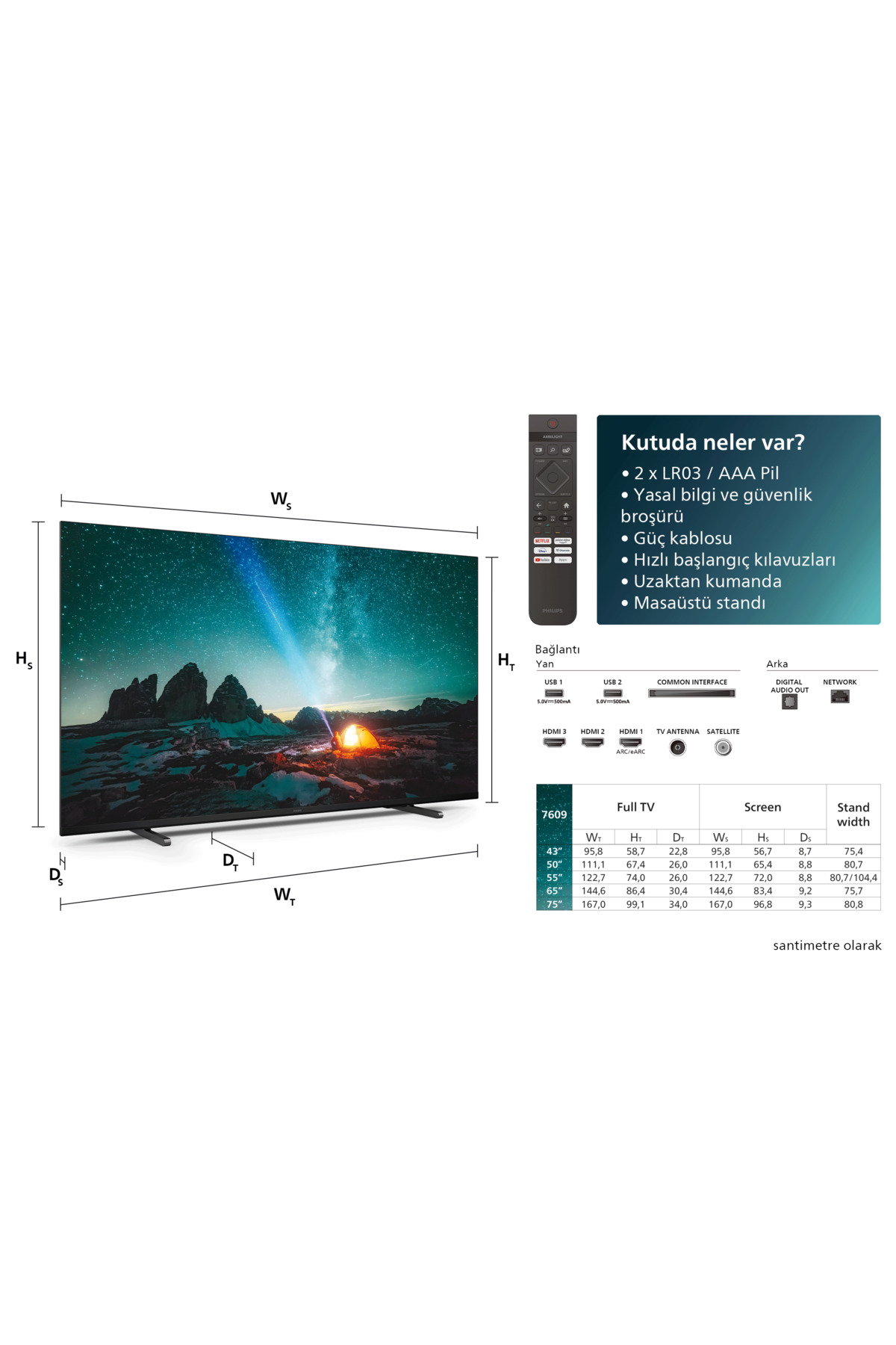 Philips 55PUS7609/62 55" 4K UHD Uydu Alıcılı Smart LED TV - Fiyatı ...