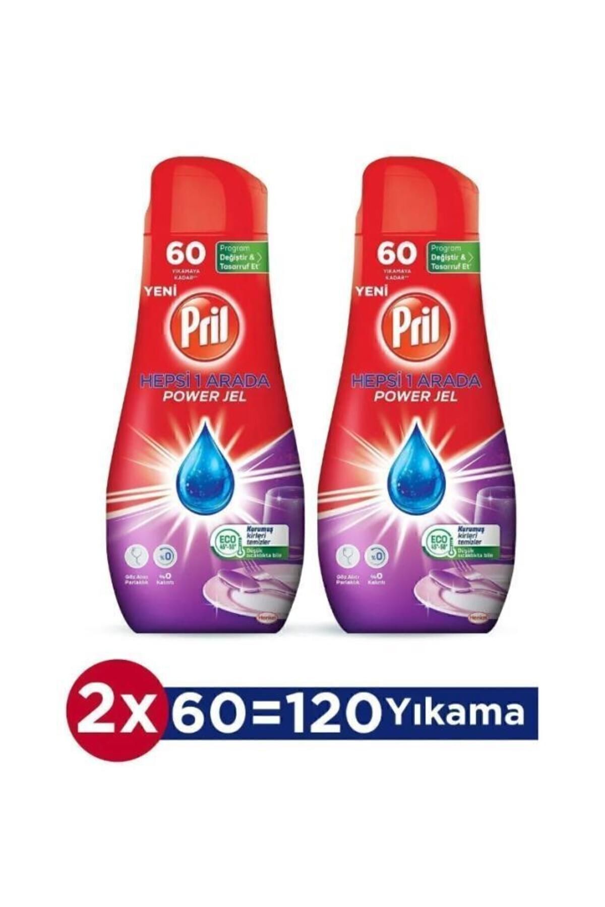 Pril Hepsi Bir Arada Jel Bulaşık Makinesi Deterjanı 2x1080ml (120 Yıkama) - Güçlü Temizlik