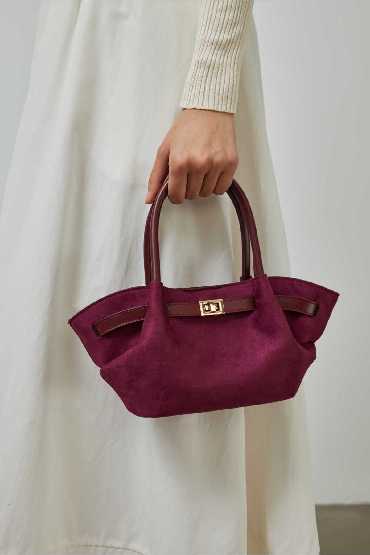 EMNORA-Pei Suede Mini Bag - Plum 2