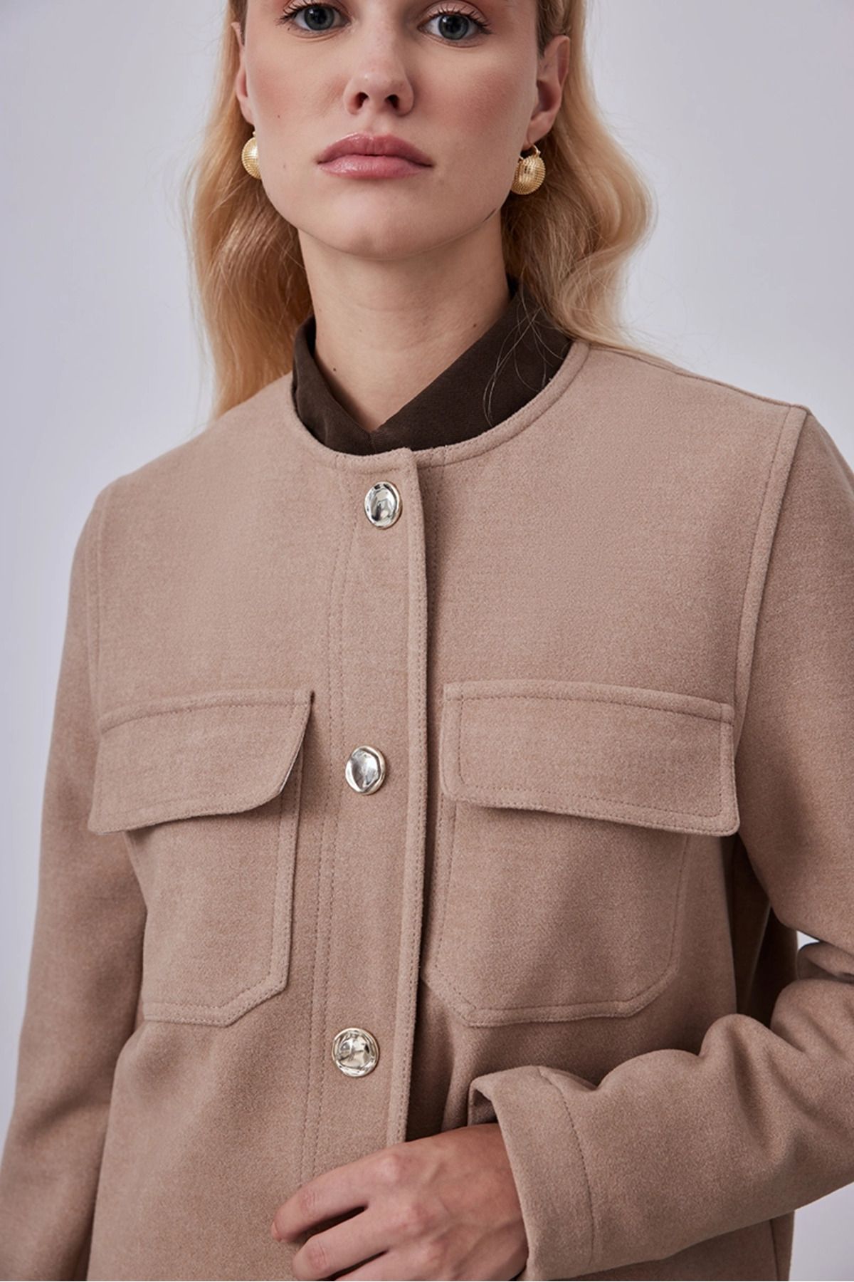 Gusto-Beige Stamp Jacket - Pocketed 5