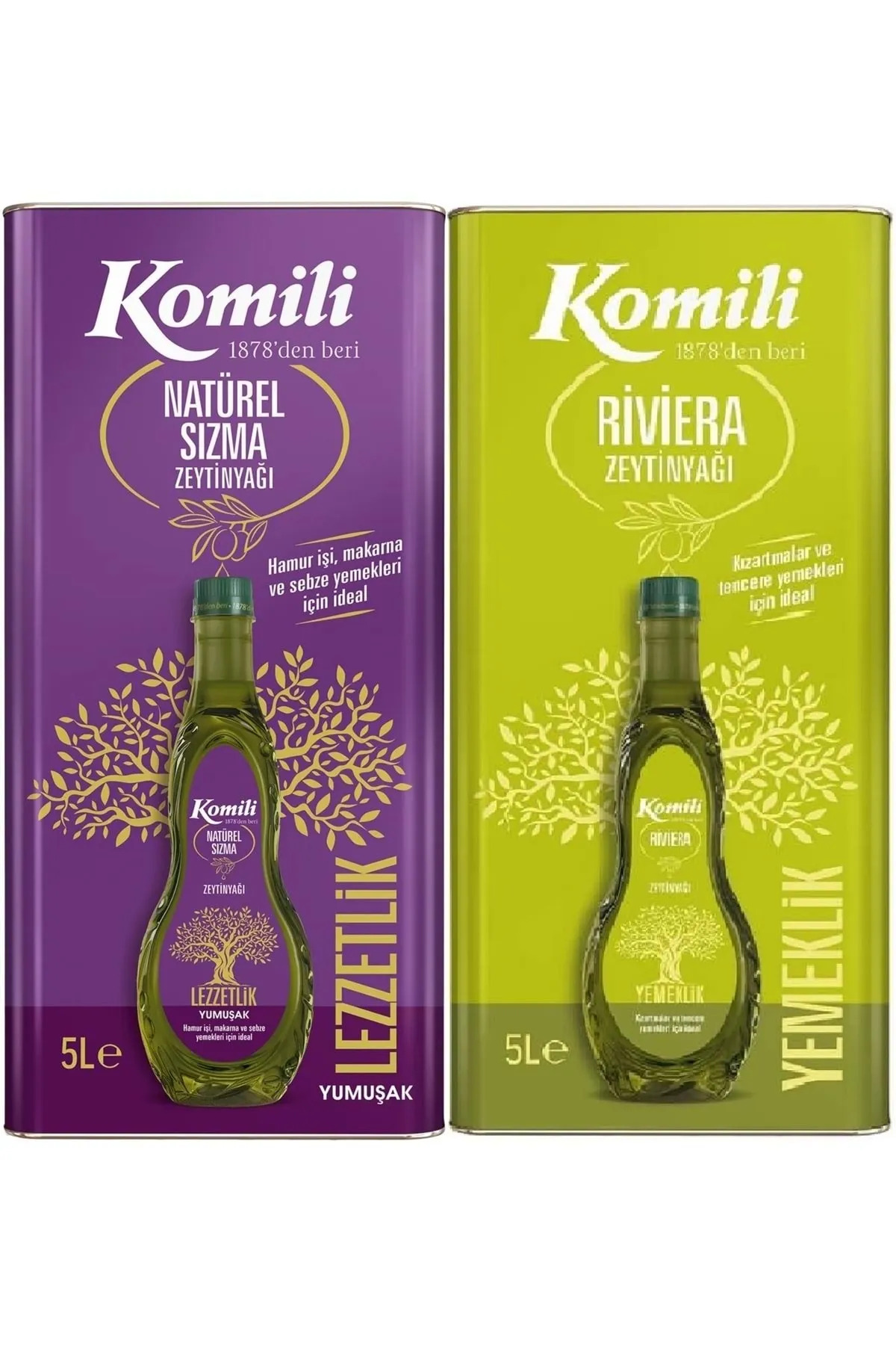 Komili Komili Zeytinyağı Seti: Sızma Yumuşak 5 Lt ve Riviera 5 Lt