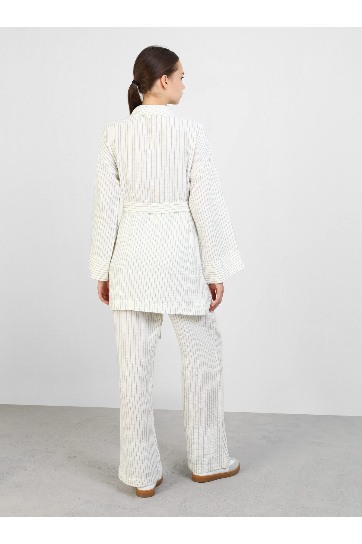 Benin-Gray Striped Cotton Suit - Benin 5