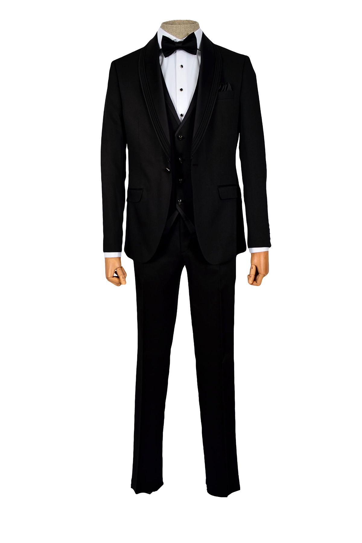 Cengiz İnler-Cengiz Inler Textured Double Line Shawl Collar Single Button Groom Suit 3