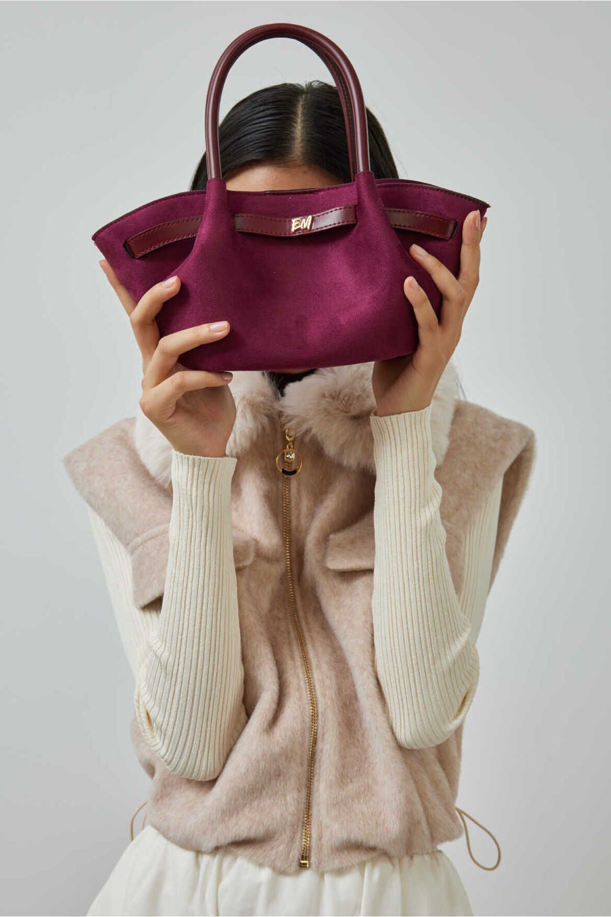 EMNORA-Pei Suede Mini Bag - Plum 6