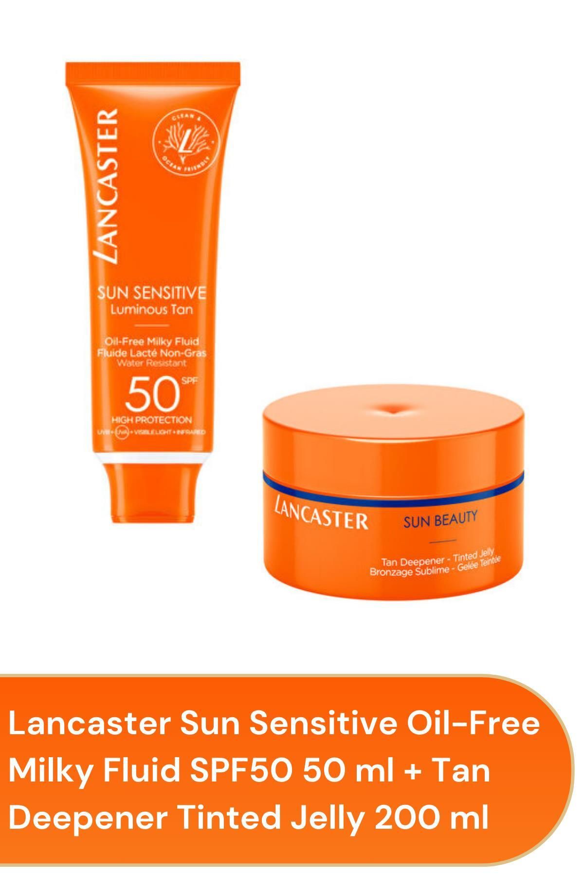 Lancaster Sun Sensitive Oil-free Milky Fluid Spf50 50 ml & Tan Deepener Tinted Jelly 200 ml