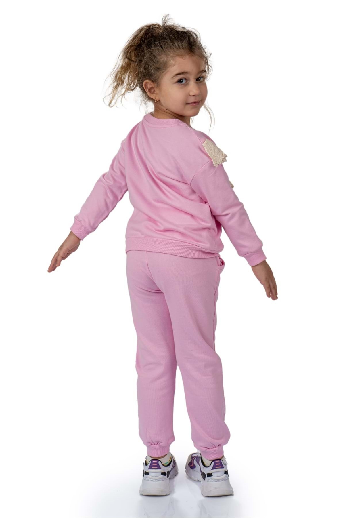 Mnk Baby&Kids Fistolu Bisiklet Yaka İkiiplik Kız Eşofman Takım MNK0573 PEMBE fotoğrafı 5 (önizleme)