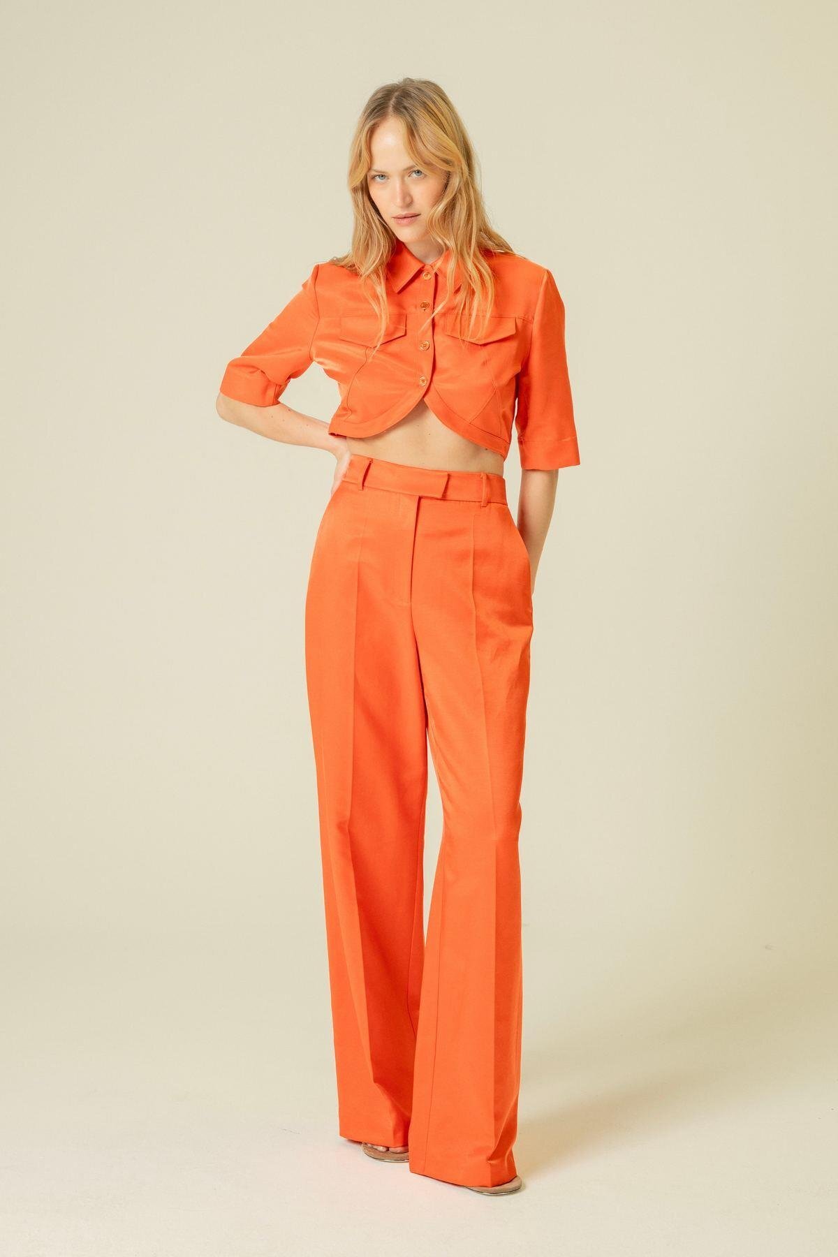 Wide Leg Comfortable Form Coral Pants