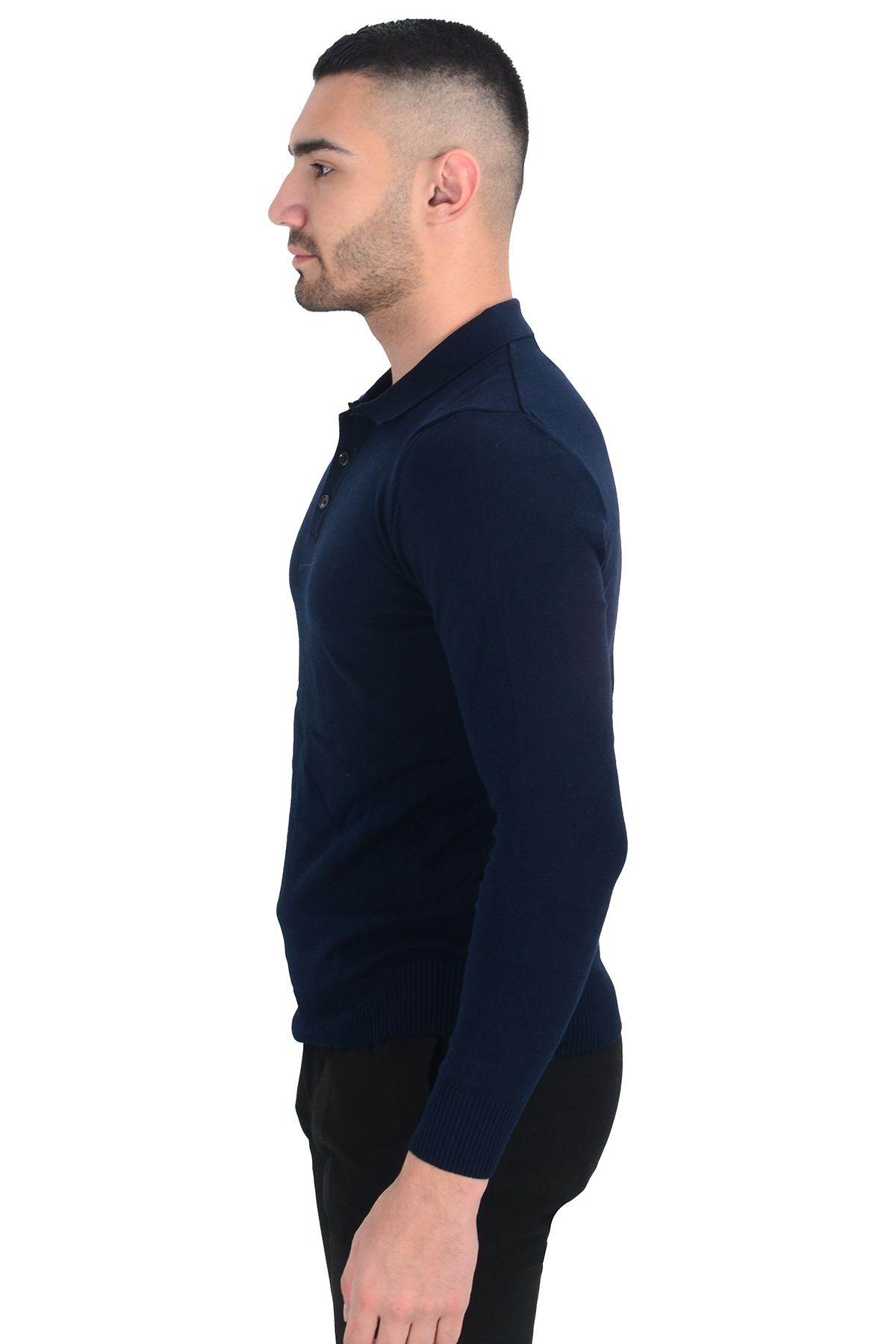 Cengiz İnler-Cengiz Inler Polo Collar Basic Men's Knitwear Sweater 3