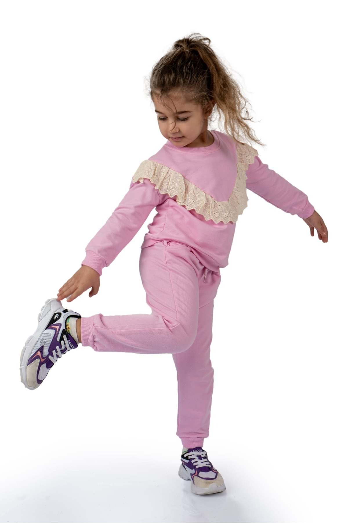 Mnk Baby&Kids Fistolu Bisiklet Yaka İkiiplik Kız Eşofman Takım MNK0573 PEMBE fotoğrafı 4 (önizleme)