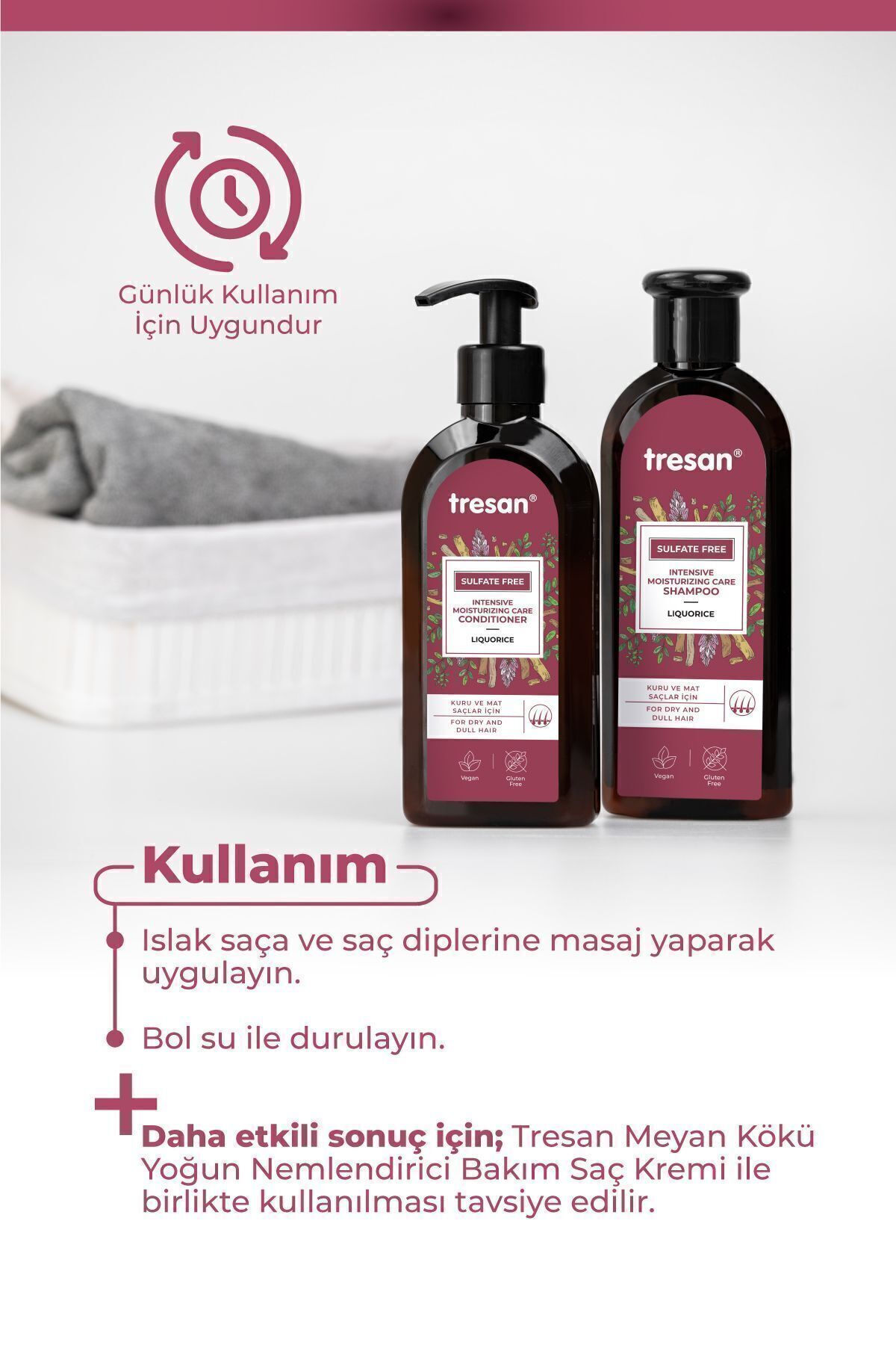 Meyan Kökü Yoğun Nemlendirici Sülfatsız Bakım Şampuanı 300 ml + Saç Kremi 300 ml — 8062 — تصویر 9 از 9