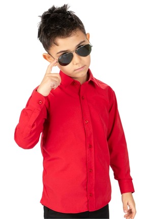 Mnk Baby&Kids Düz Renk Erkek Çocuk Gömlek MNK0575 KIRMIZI
