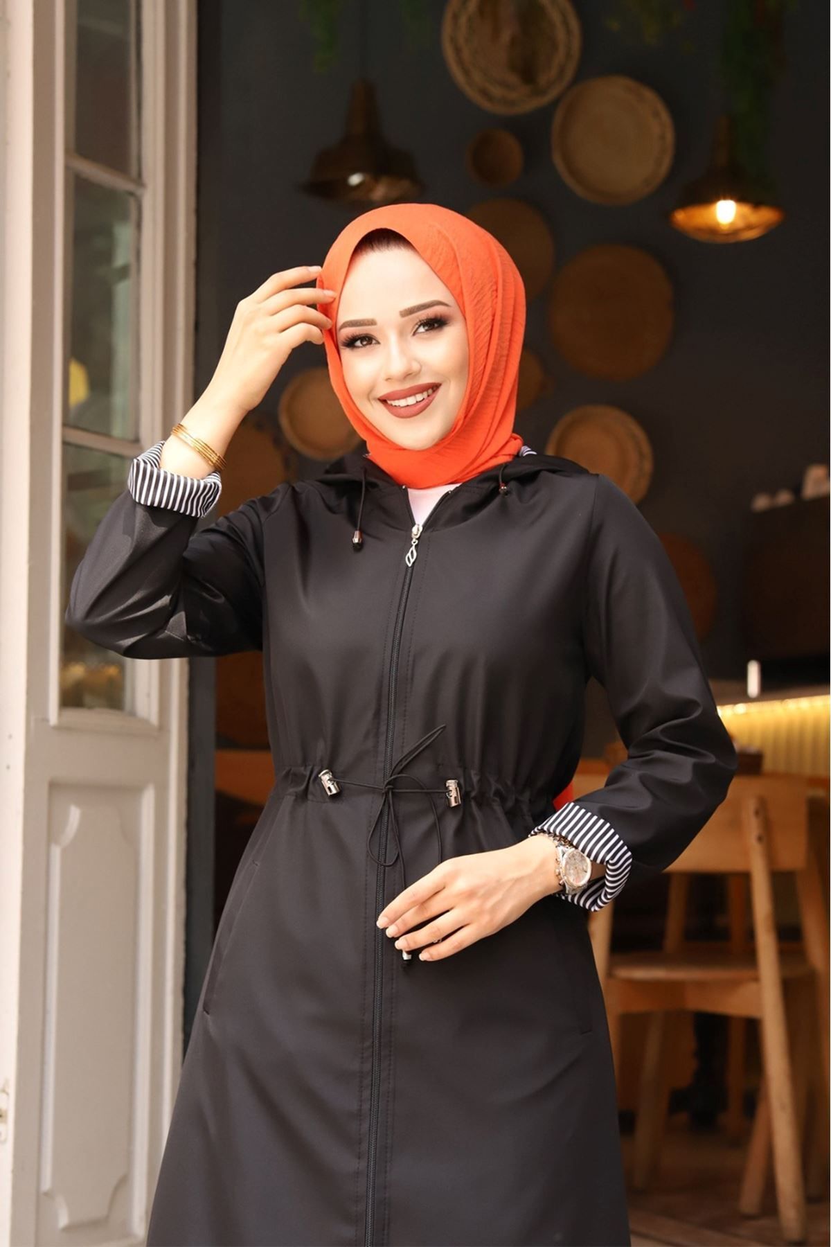 suffemoda-معطف واق من المطر مخطط على الكاحل 5