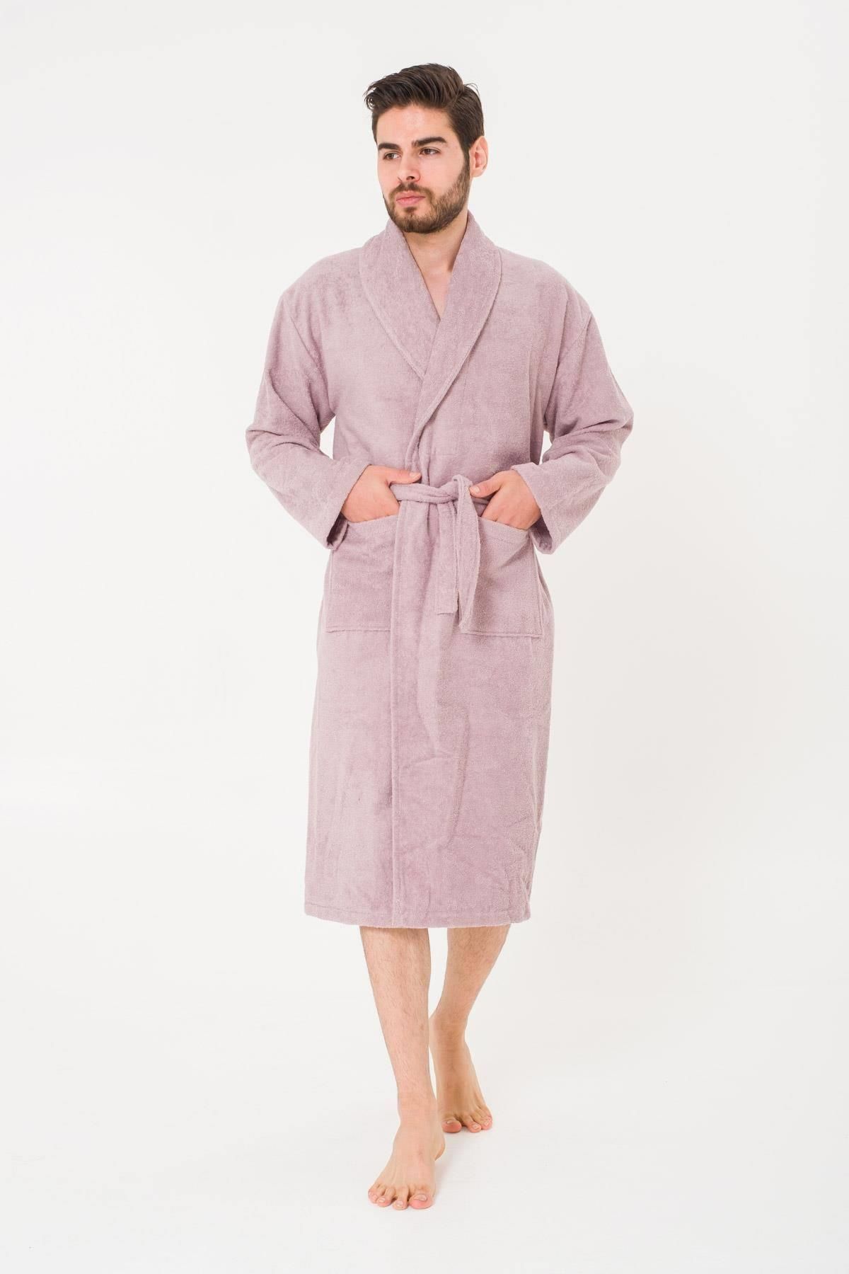 COTENCONCEPT-Men's Bathrobe - King Size, Plain and Cotton, Shawl Collar 4