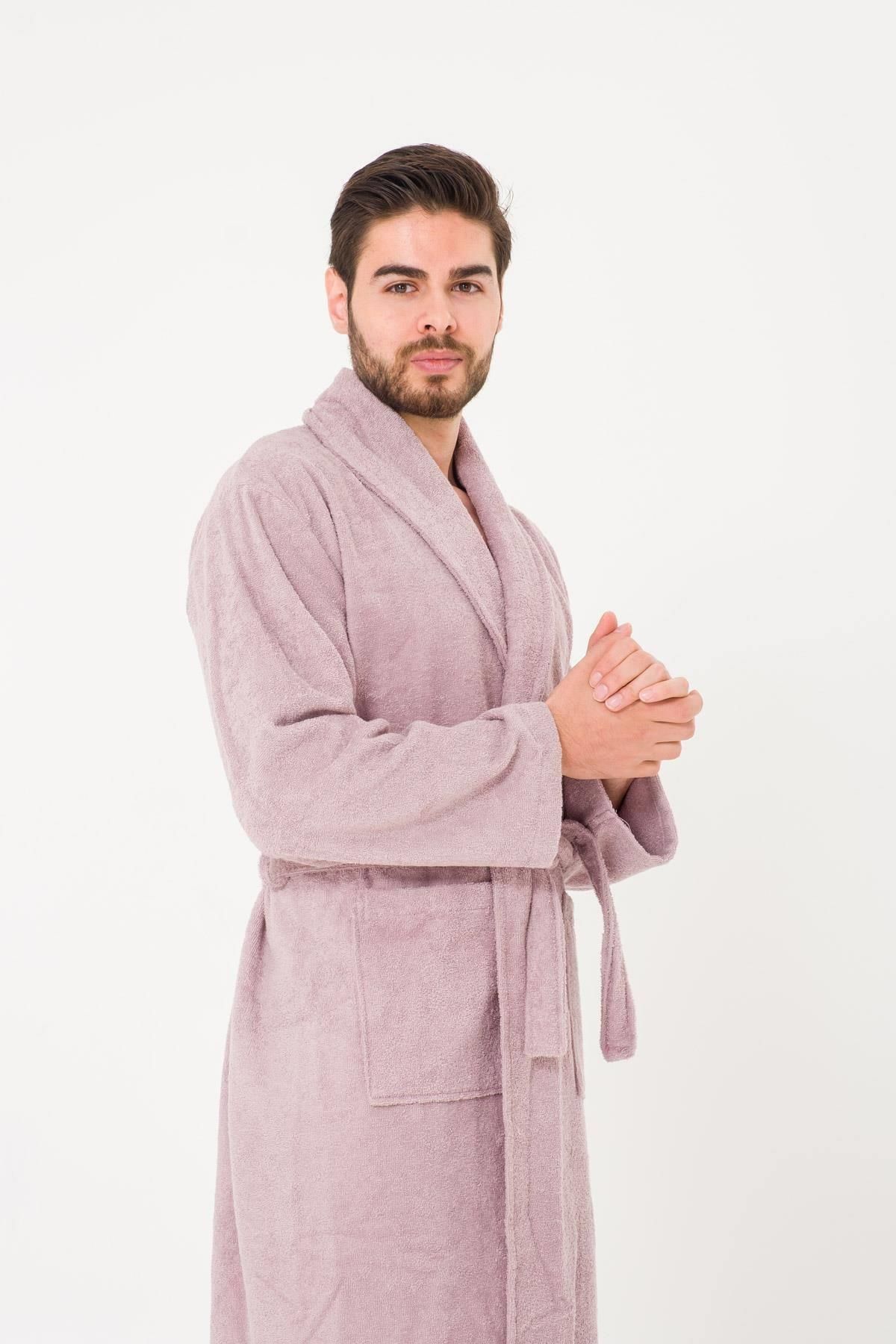 COTENCONCEPT-Men's Bathrobe - King Size, Plain and Cotton, Shawl Collar 2