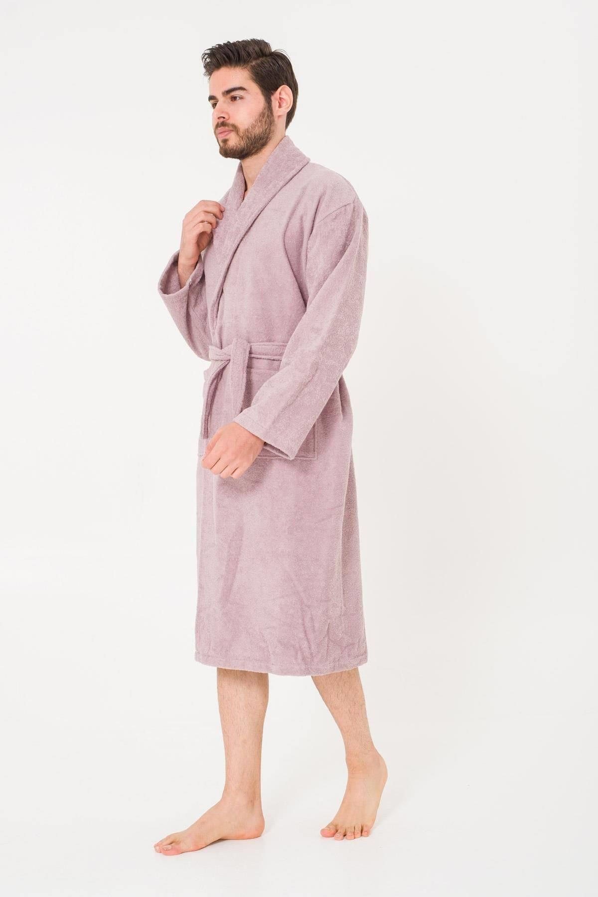 COTENCONCEPT-Men's Bathrobe - King Size, Plain and Cotton, Shawl Collar 3