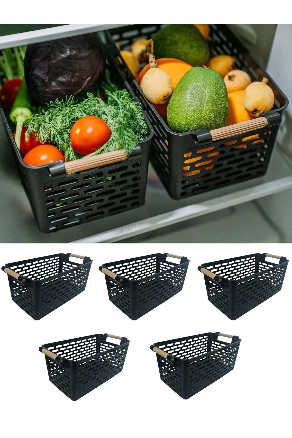 safestore Coș Organizator Multifuncțional Din Plastic Cu 5 Mânere, Interior Dulap Și Sertar Și Coș Organizator Pentru Baie - One Size