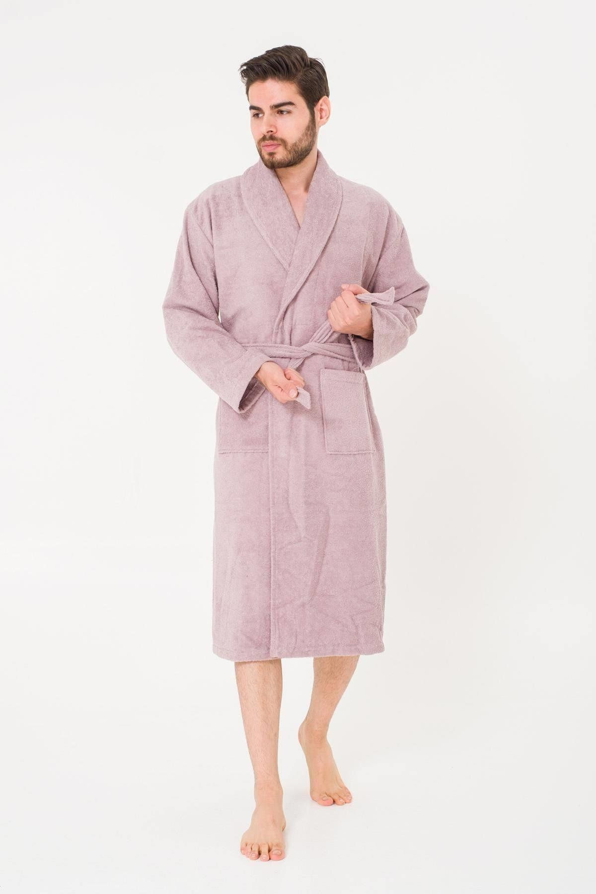 COTENCONCEPT-Men's Bathrobe - King Size, Plain and Cotton, Shawl Collar 1