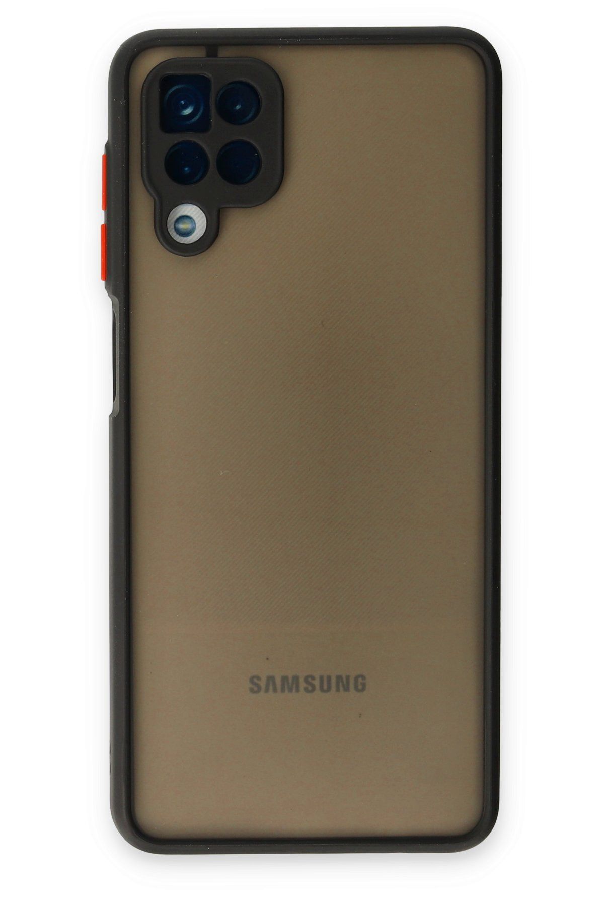 cepmoda SAMSUNG GALAXY M12/A12 | Buzlu Şeffaf Silikon Mat Telefon Kılıfı – Darbeye Dayanıklı - SİYAH