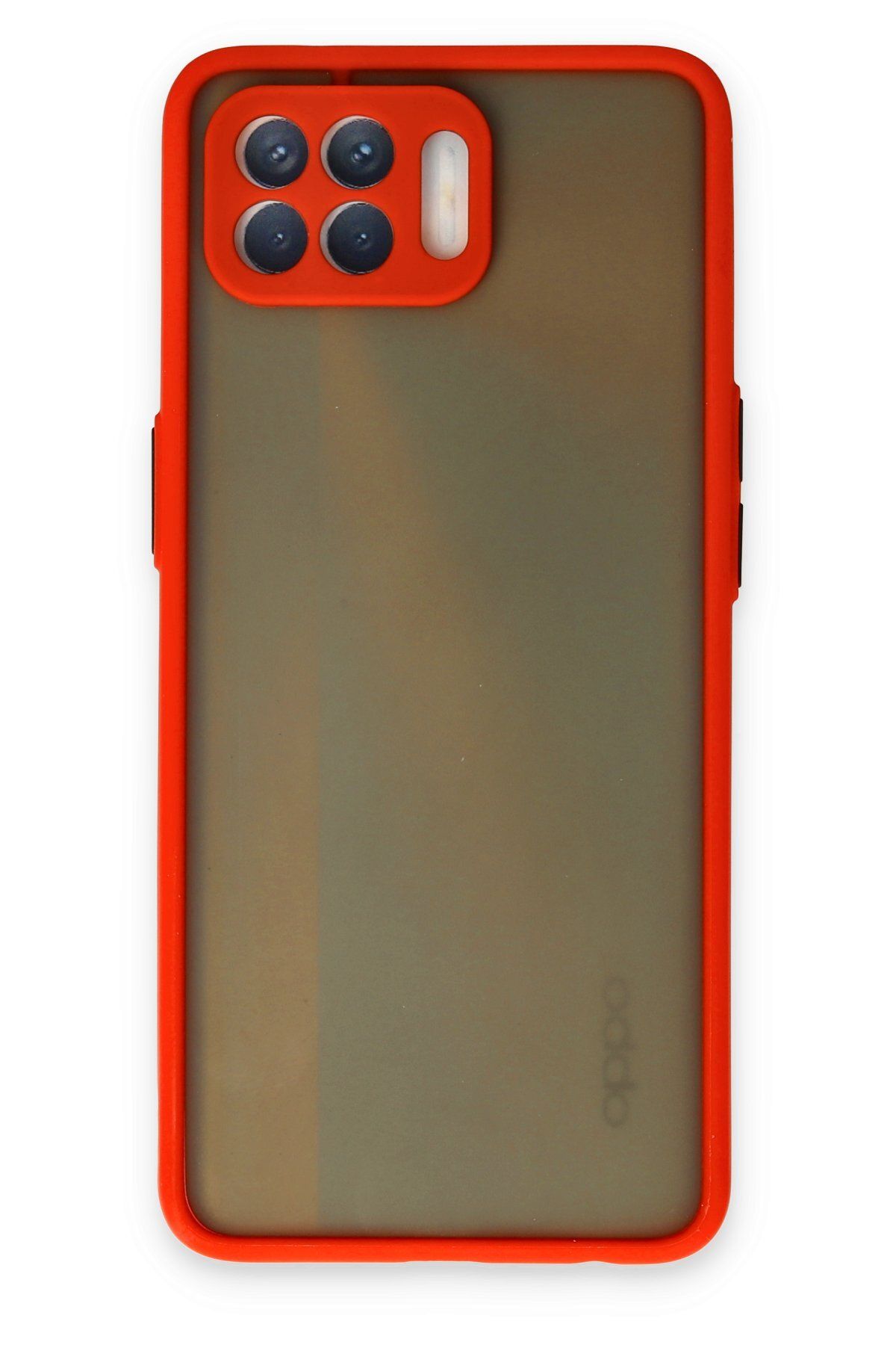 cepmoda OPPO RENO 4 LİTE | Buzlu Şeffaf Silikon Mat Telefon Kılıfı – Darbeye Dayanıklı - KIRMIZI