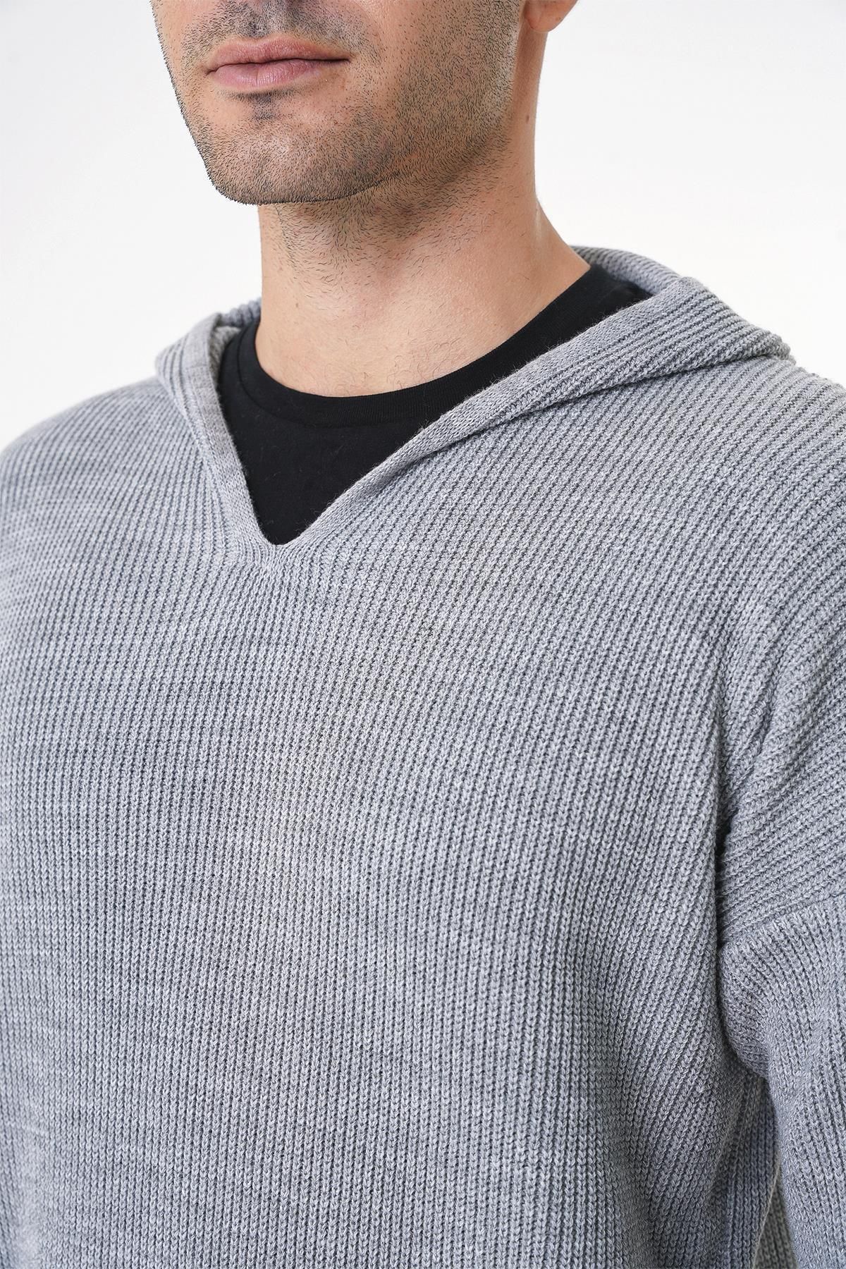 CHUBA-Men's Gray Knitwear Sweater - Thessaloniki Knit, Hood and Pocket, Standard Cut 25W2002 6