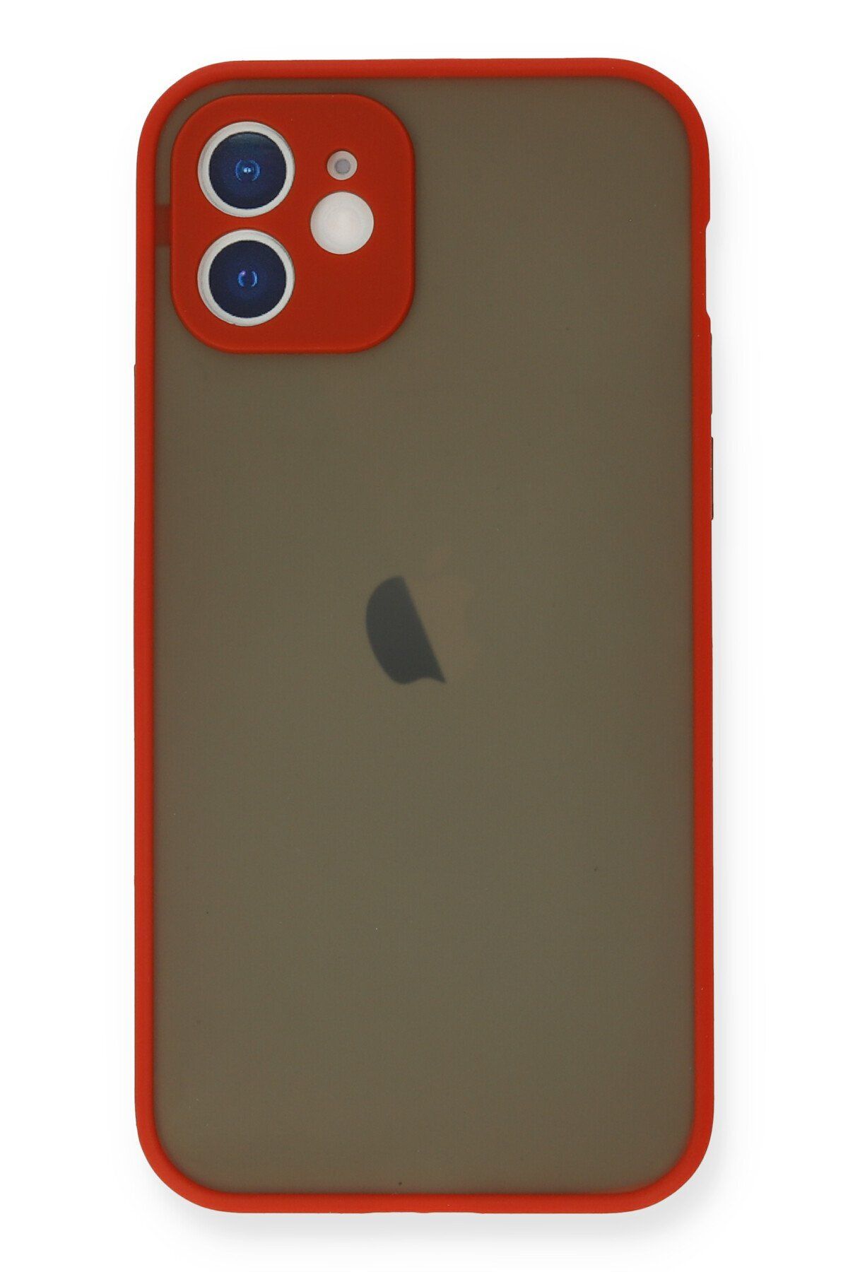 cepmoda iPhone 12 MİNİ | Buzlu Şeffaf Silikon Mat Telefon Kılıfı – Darbeye Dayanıklı - KIRMIZI