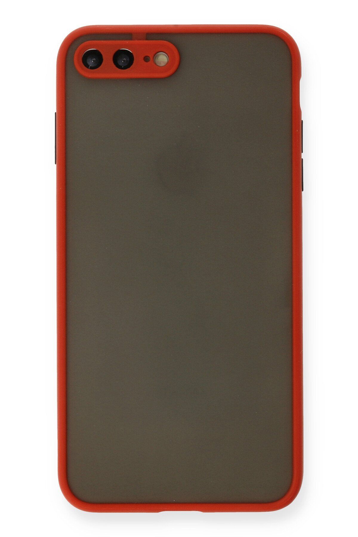 cepmoda iPhone 7 PLUS | Buzlu Şeffaf Silikon Mat Telefon Kılıfı – Darbeye Dayanıklı - KIRMIZI