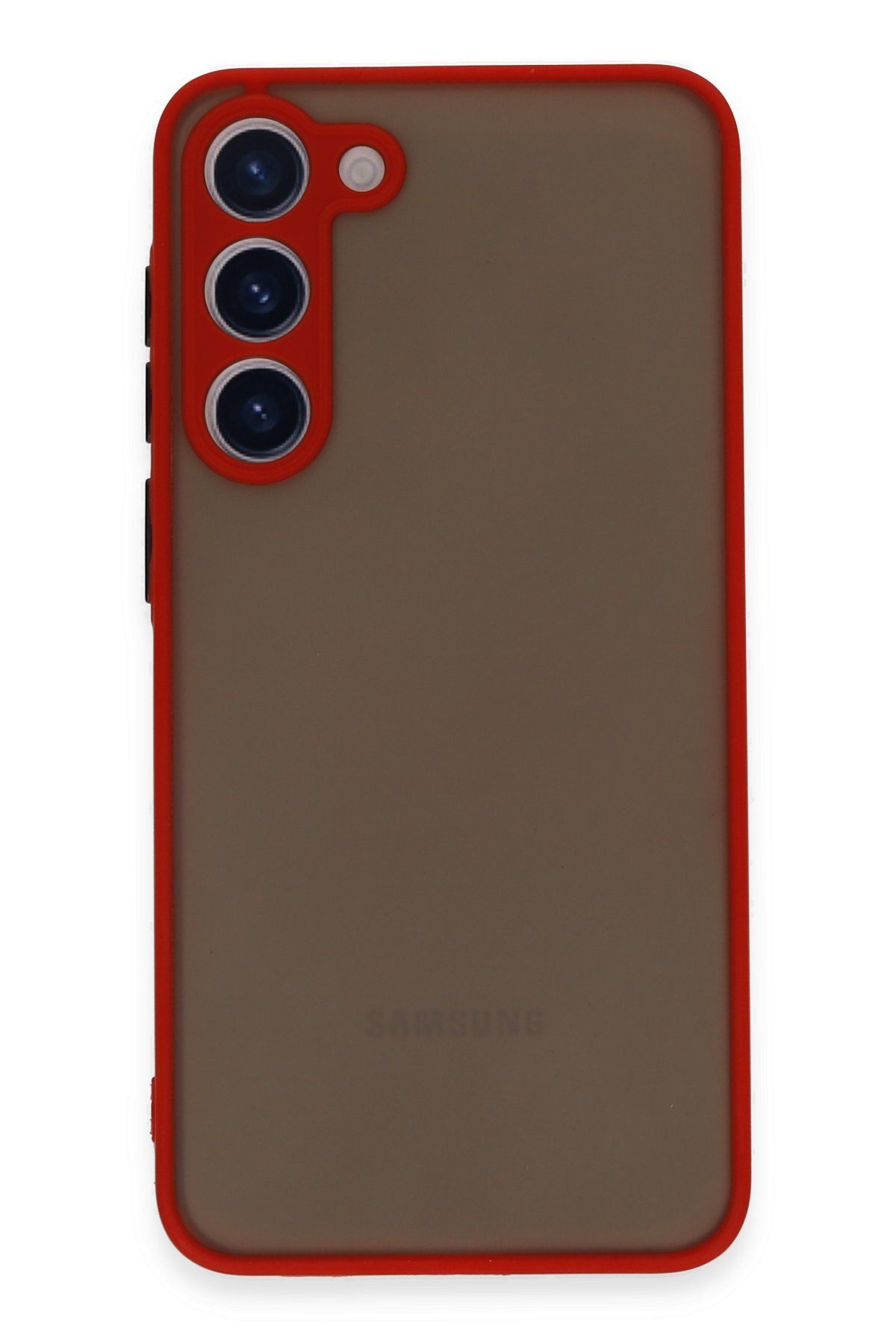 cepmoda SAMSUNG GALAXY S23 PLUS - Jux Mat Kapak Yanları Silikon Arkası Sert Pc Buzlu Kılıf - KIRMIZI