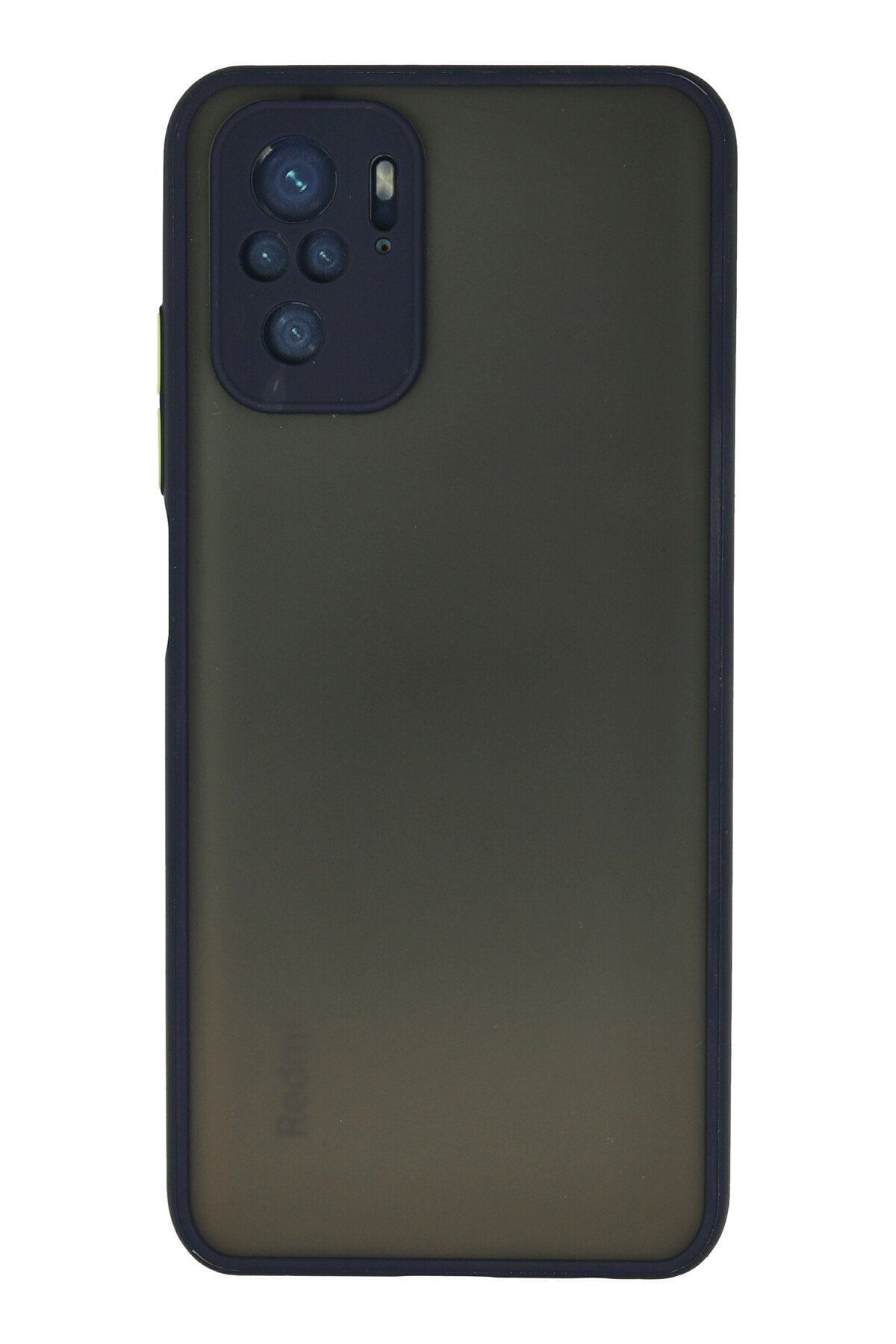 cepmoda XİAOMİ REDMİ NOTE 10 - Jux Mat Kapak Yanları Silikon Arkası Sert Pc Buzlu Kılıf - LACİVERT