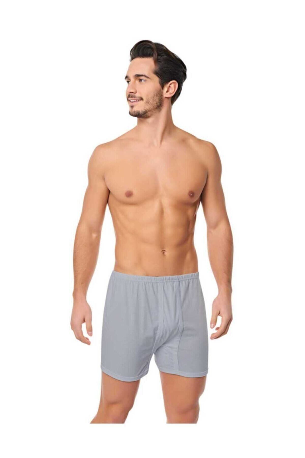 SİERNA Erkek 3 Adet Nazar Yıldız Paçalı Boxer - Gri srn-002017
