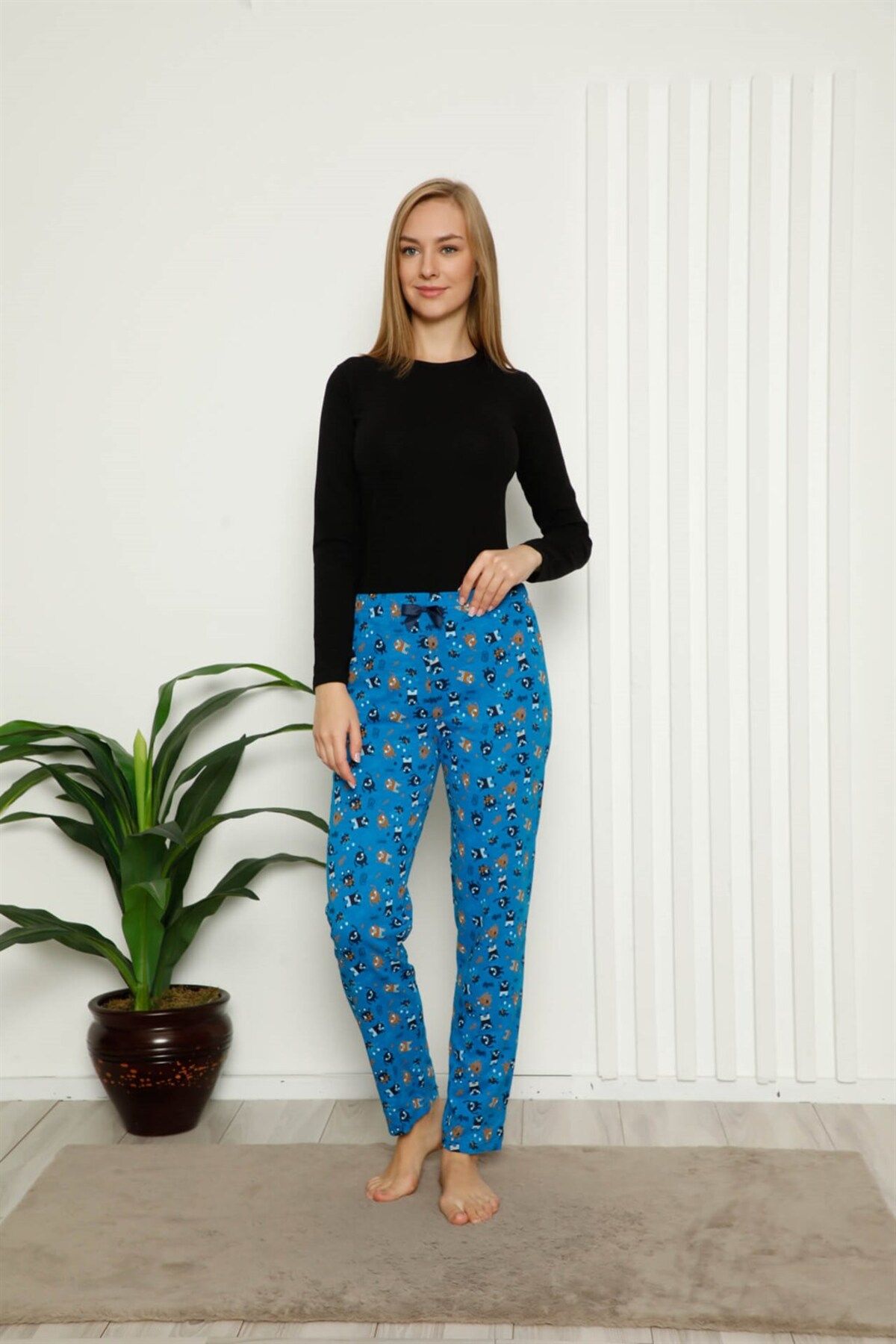 ZenWave Moda Çizgi Kadın Alt Pijama