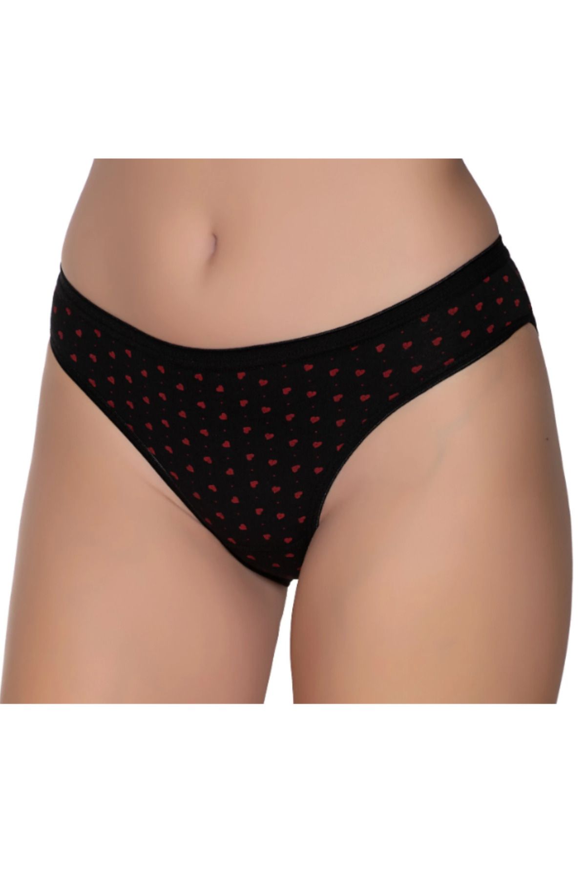SİERNA Kadın Renkli Likralı Kalpli Noktalı Bikini Külot 6'Lı Paket srn-003561