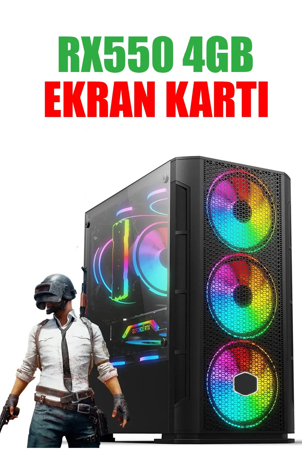 Dmc Nx12 (PUBG MOBİL,GTA 5) I5-3470 16gb Ram,256gb Ssd,4gb Rx550 Masaüstü Oyuncu Bilgisayarı