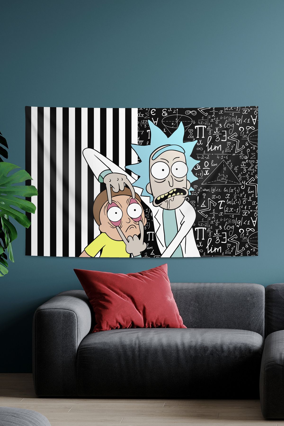 Dokumio Paralel Dünyaların Kapısını Aralayın: Rick and Morty Duvar Örtüsü Duvar Halısı Tapestry