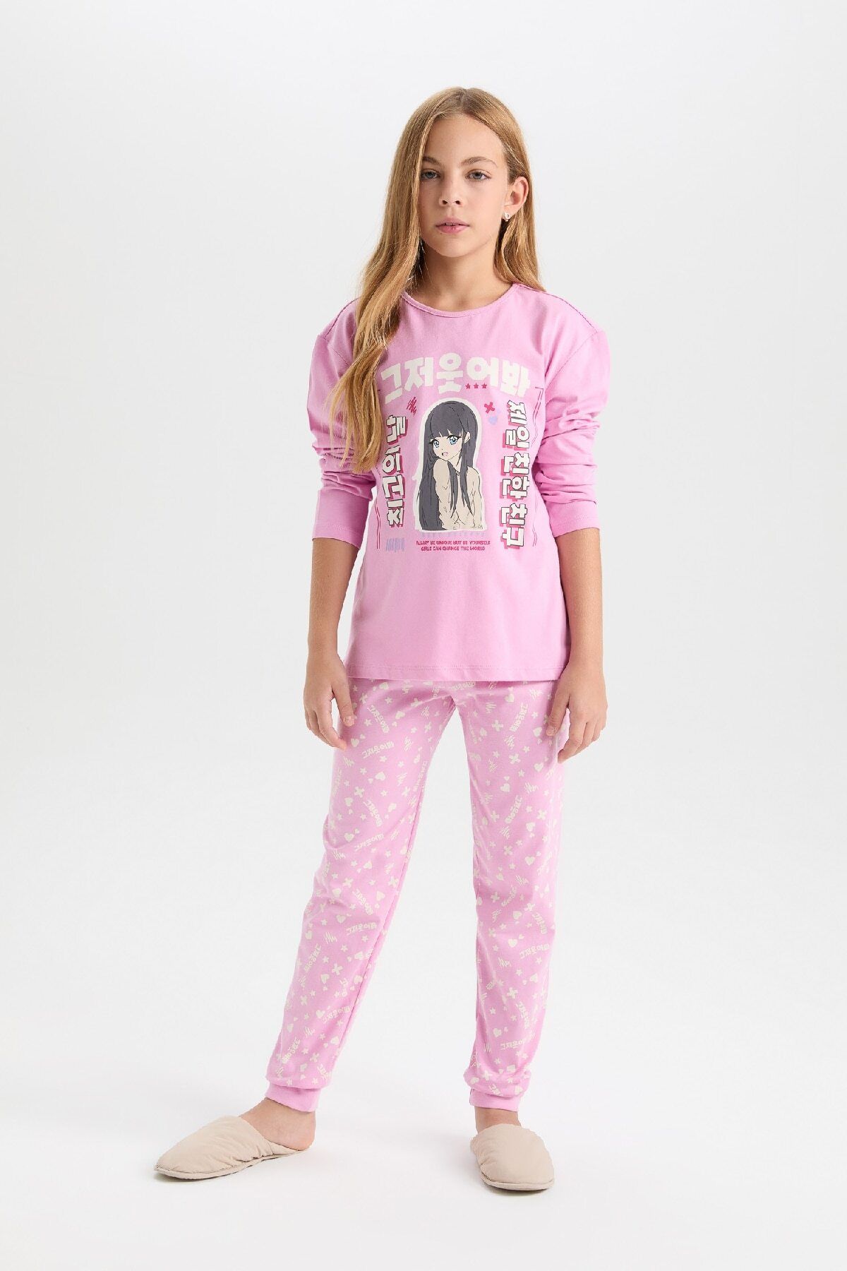 DeFacto-2-teiliges Pyjama-Set für Mädchen mit normaler Passform D8191A8NS 2