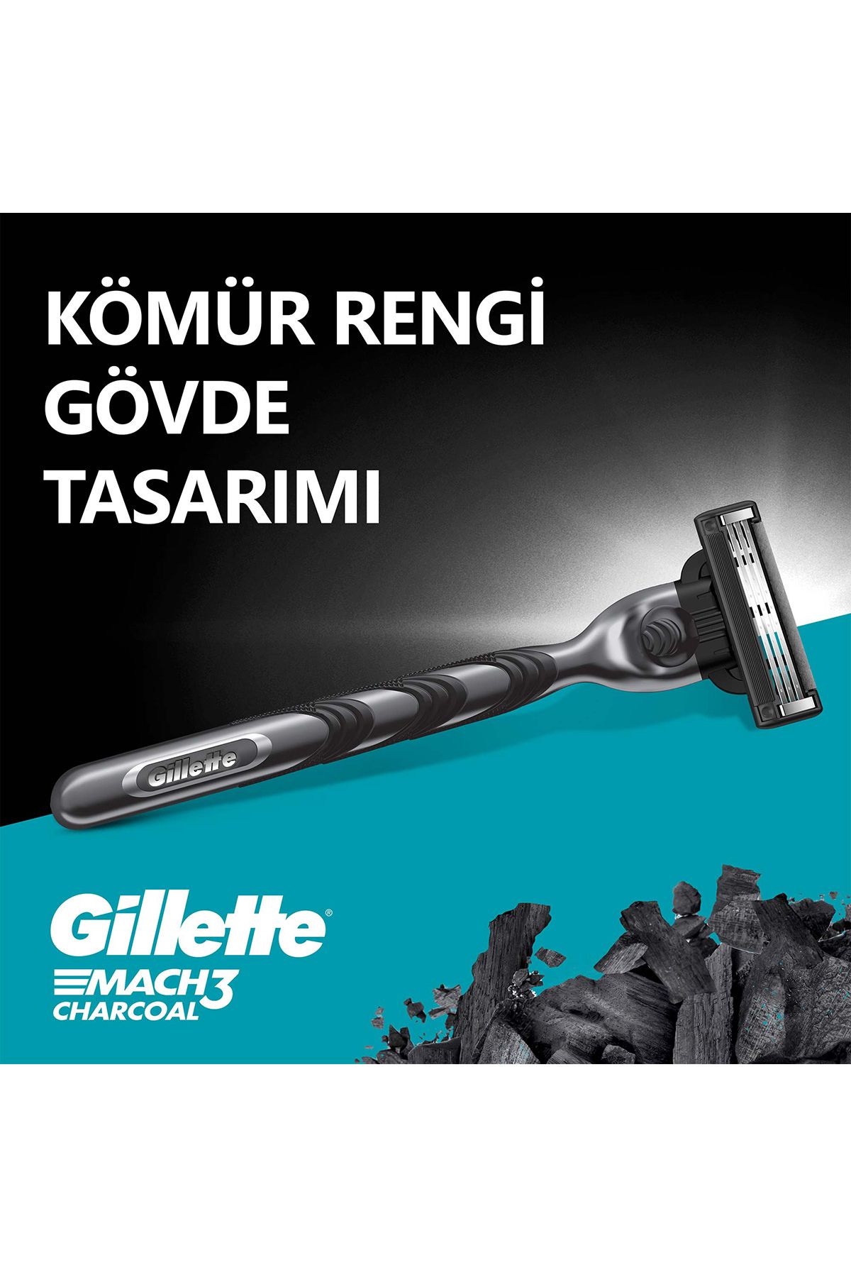 Gillette-Charcoal 2up + Charcoal Series Gel 200ml + Bag 6