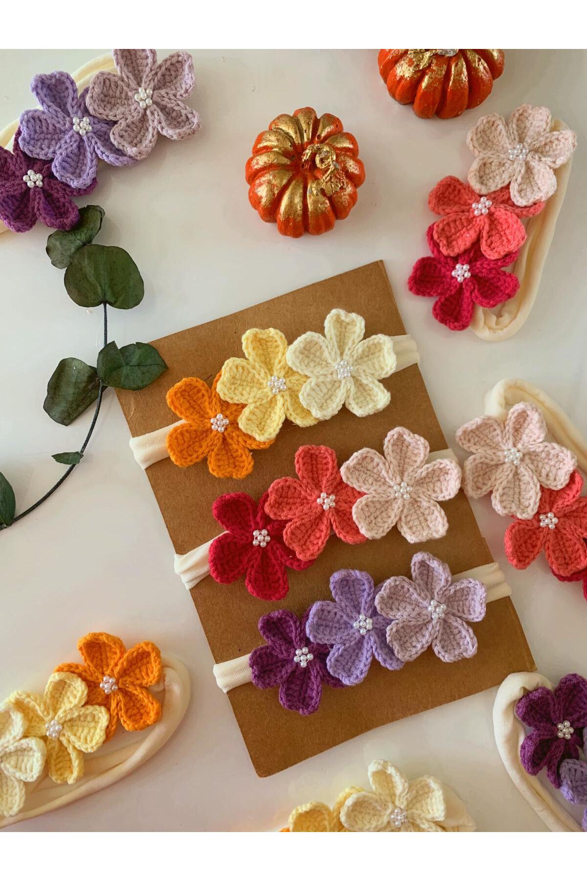 Love Flower Bandana Handcrafted Baby Kids 3-Piece Headband / Bandana - Children's and Baby Hair Band