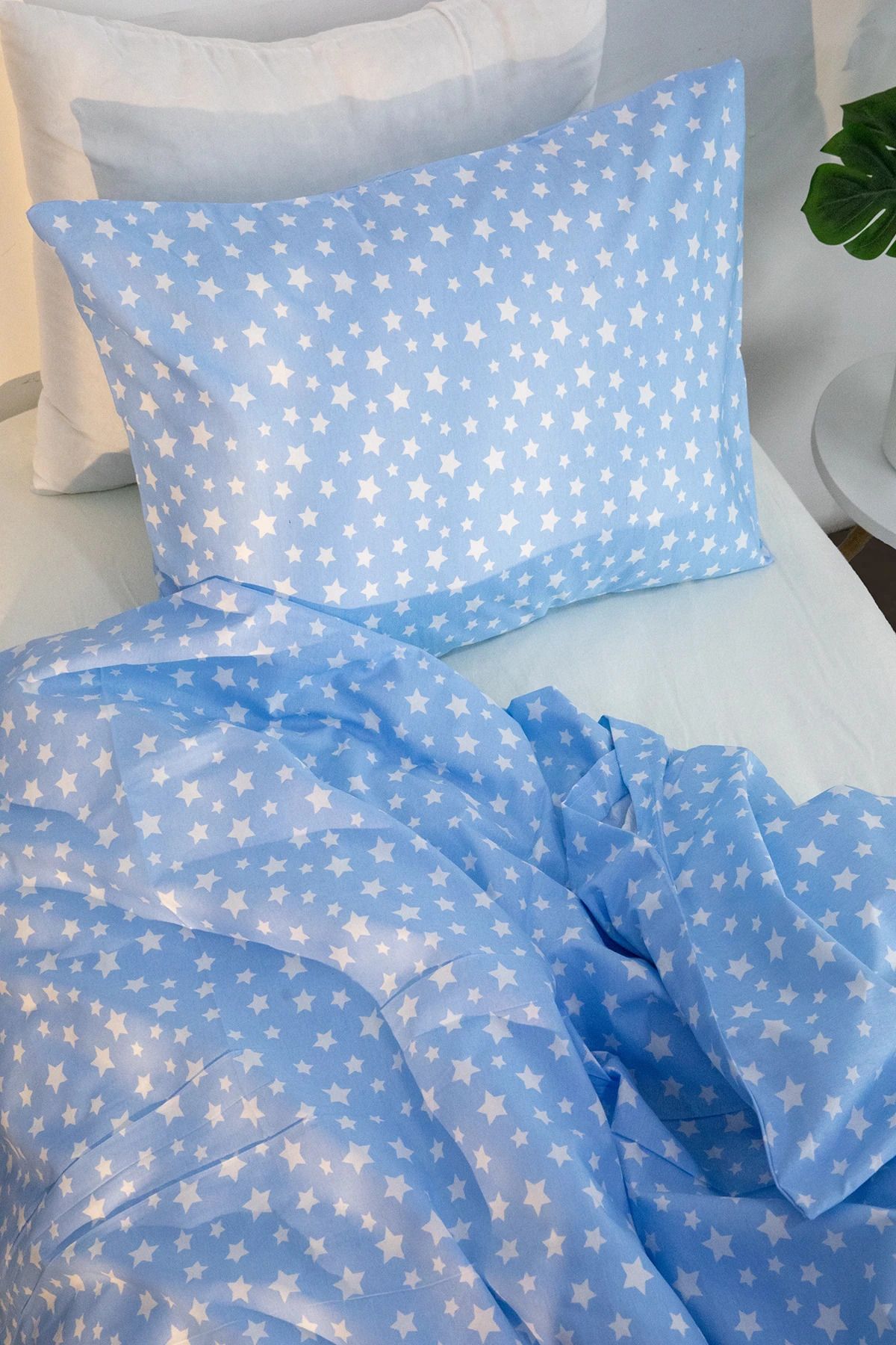 FAVORA-Blue Mimosa Cotton Ranforce Single Duvet Cover Set 3