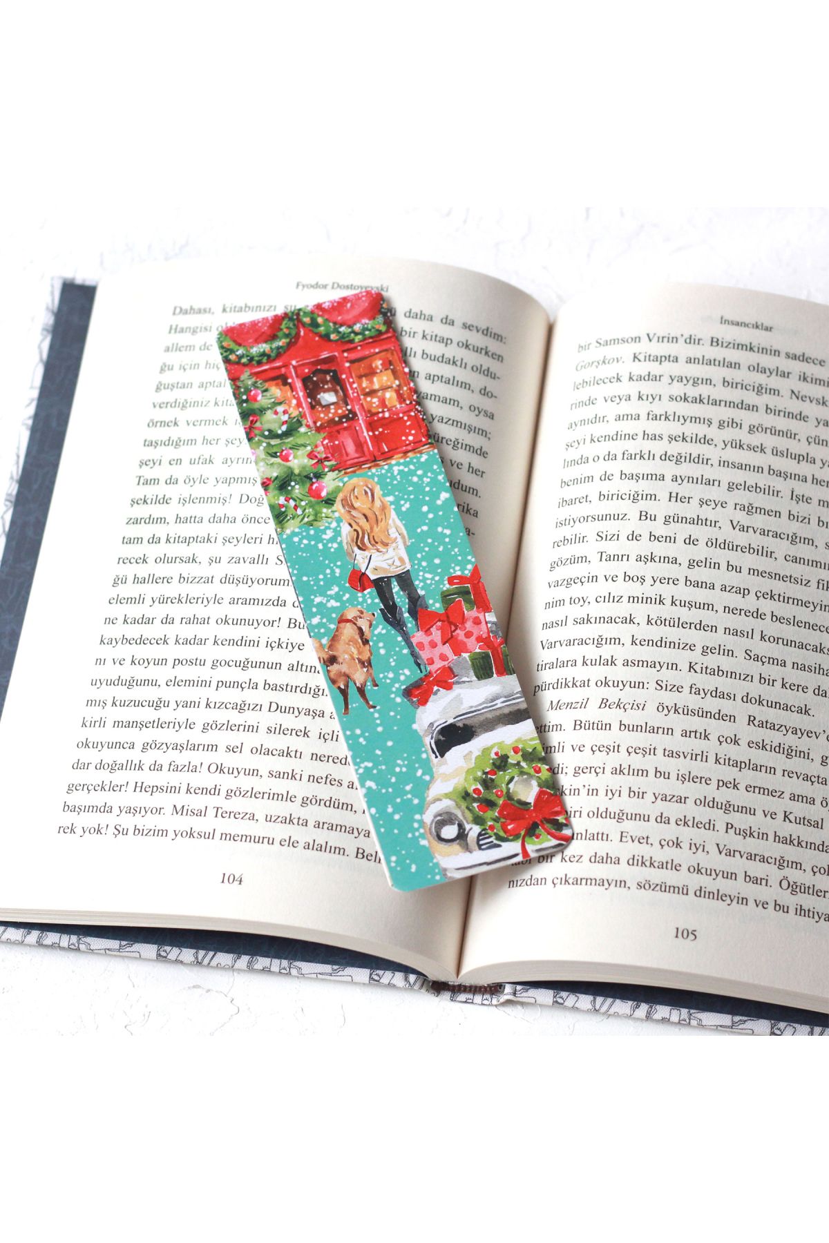 Bimotif-New Year's Bookmark, Red Leaf-snowledge Street 2 Pieces 3